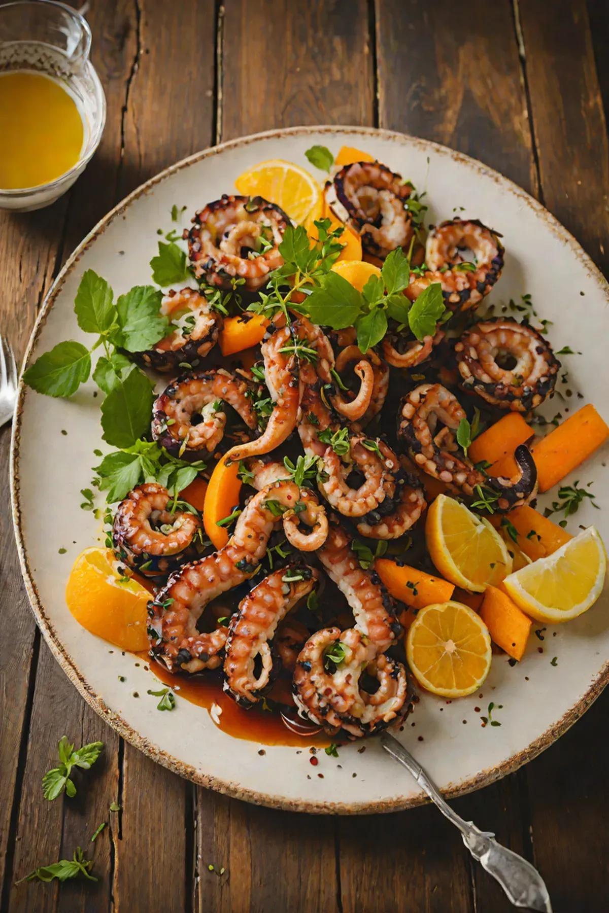Grilled Octopus with Charred Carrot and Citrus Drizzle