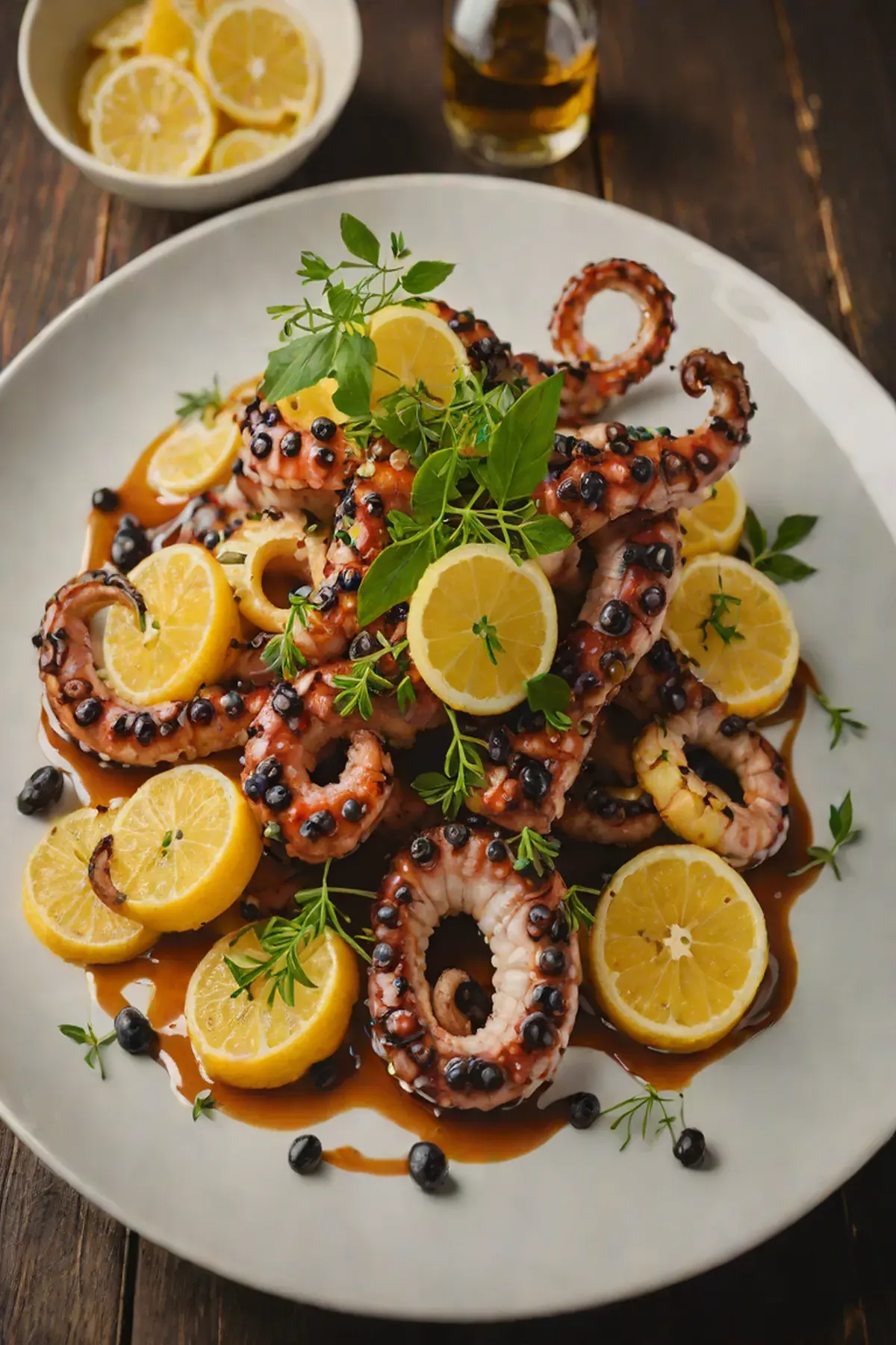 Grilled Octopus with Parsnip Puree and Charred Lemon