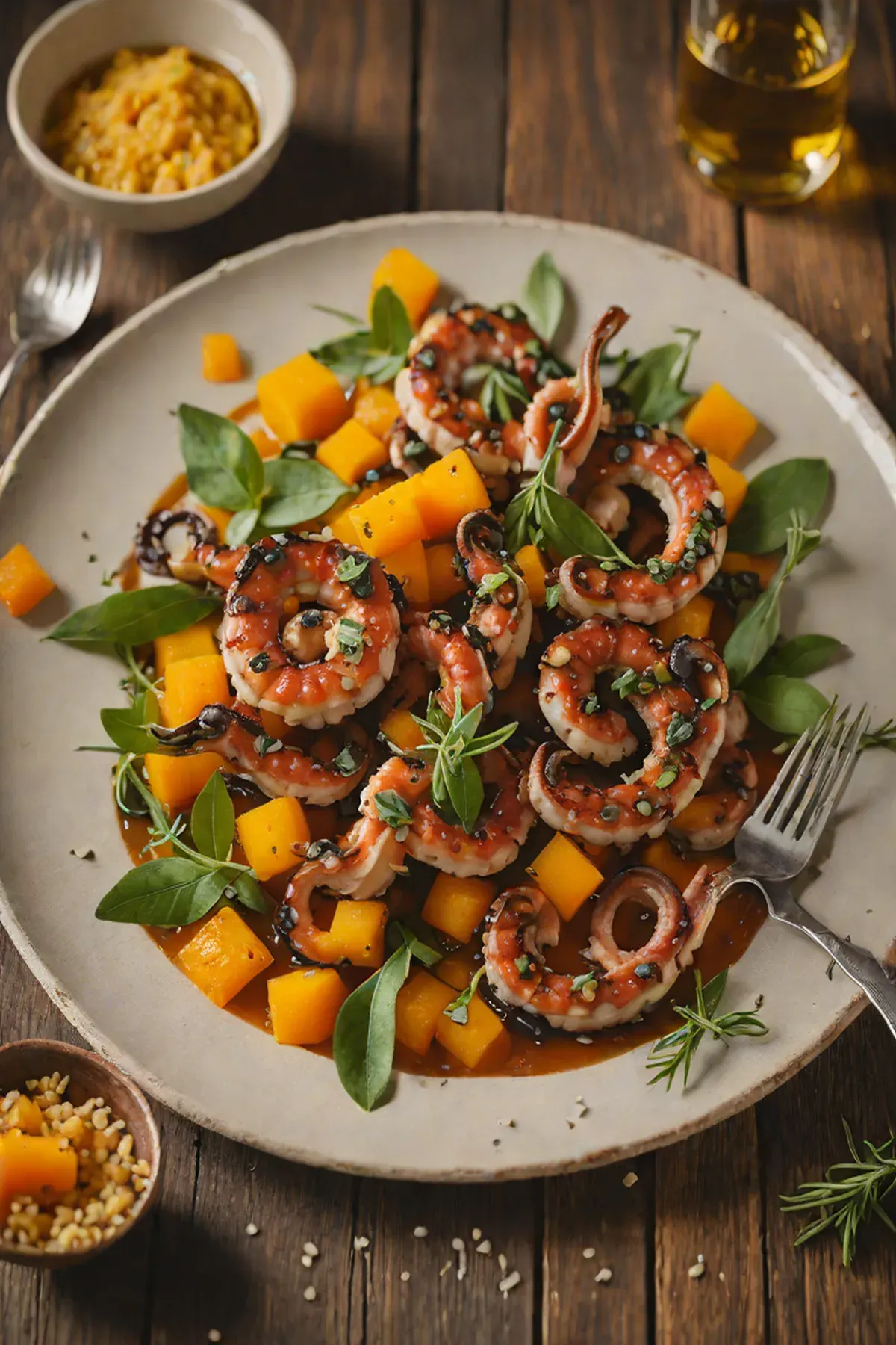 Grilled Octopus with Roasted Pumpkin and Sage Brown Butter