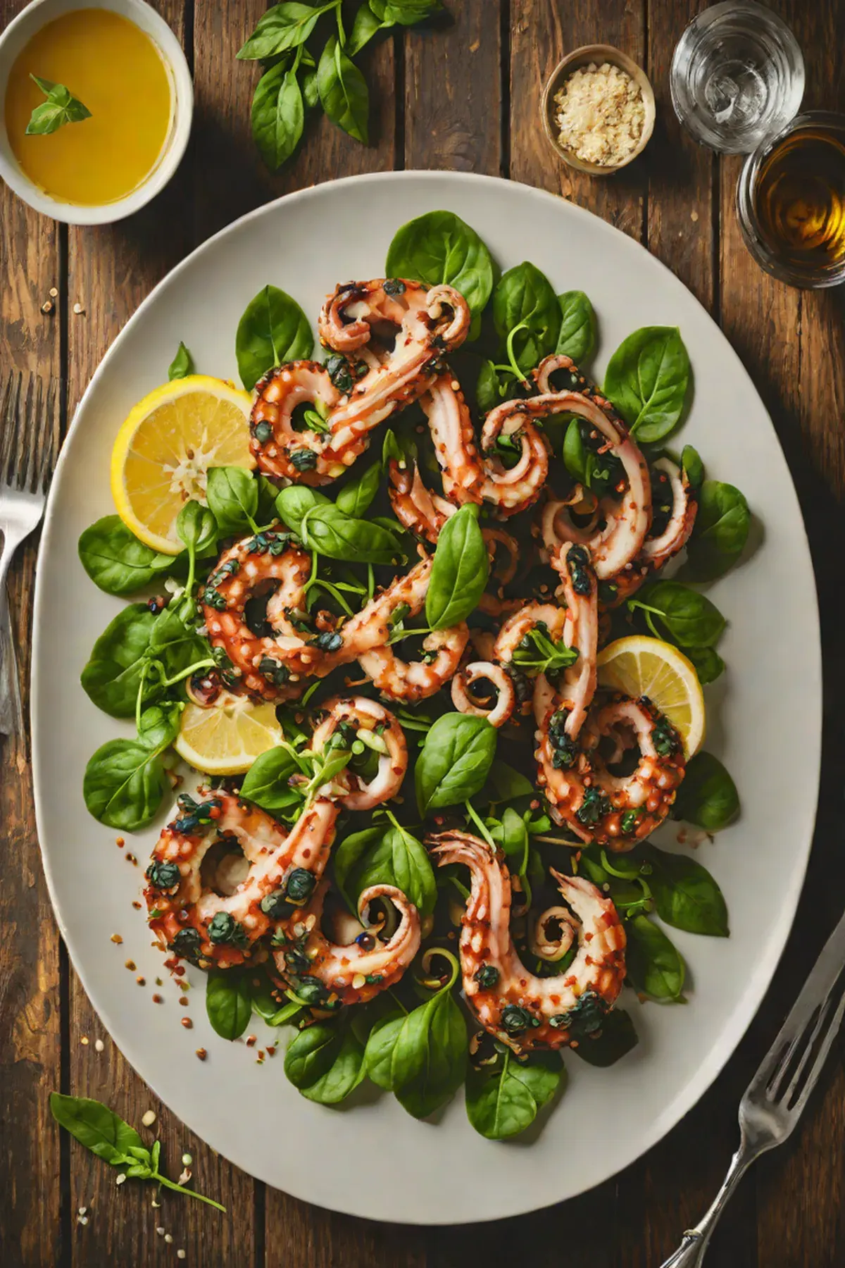 Grilled Octopus with Spinach