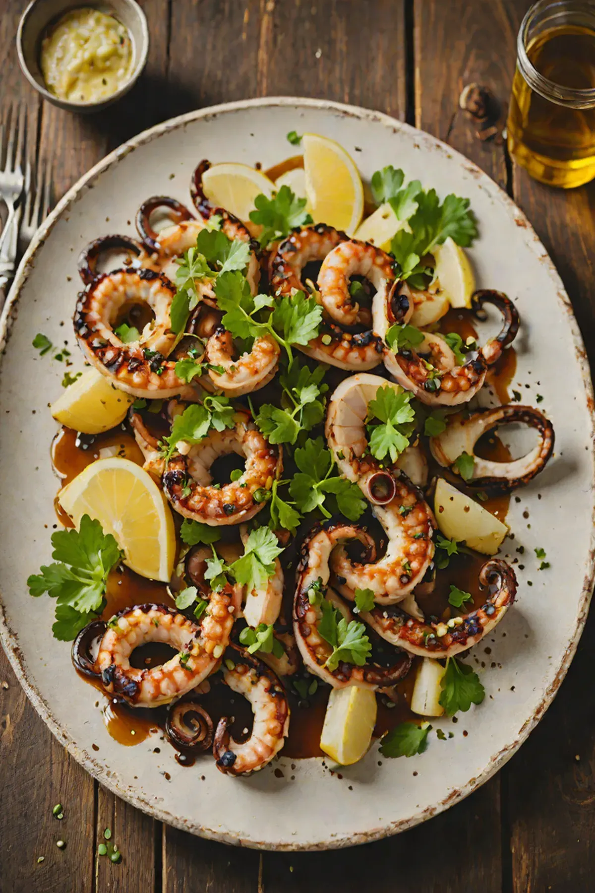 Grilled Octopus with Turnip and Charred Garlic Oil