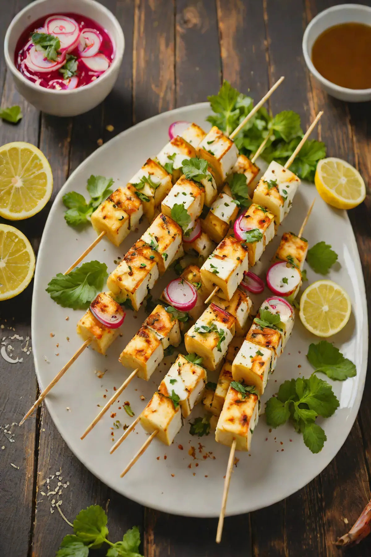 Grilled Paneer and Radish Skewers