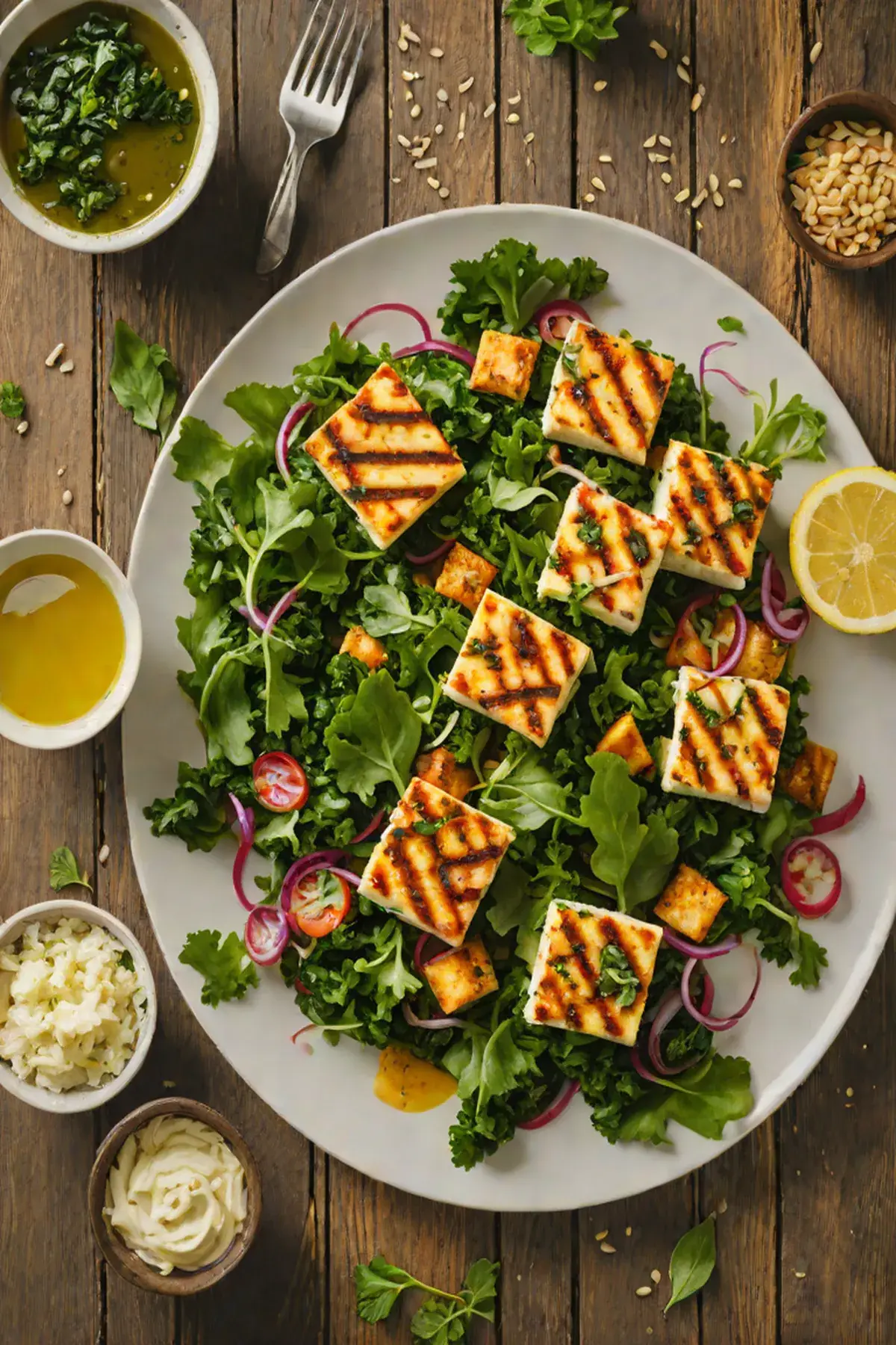 Grilled Paneer with Kale Salad