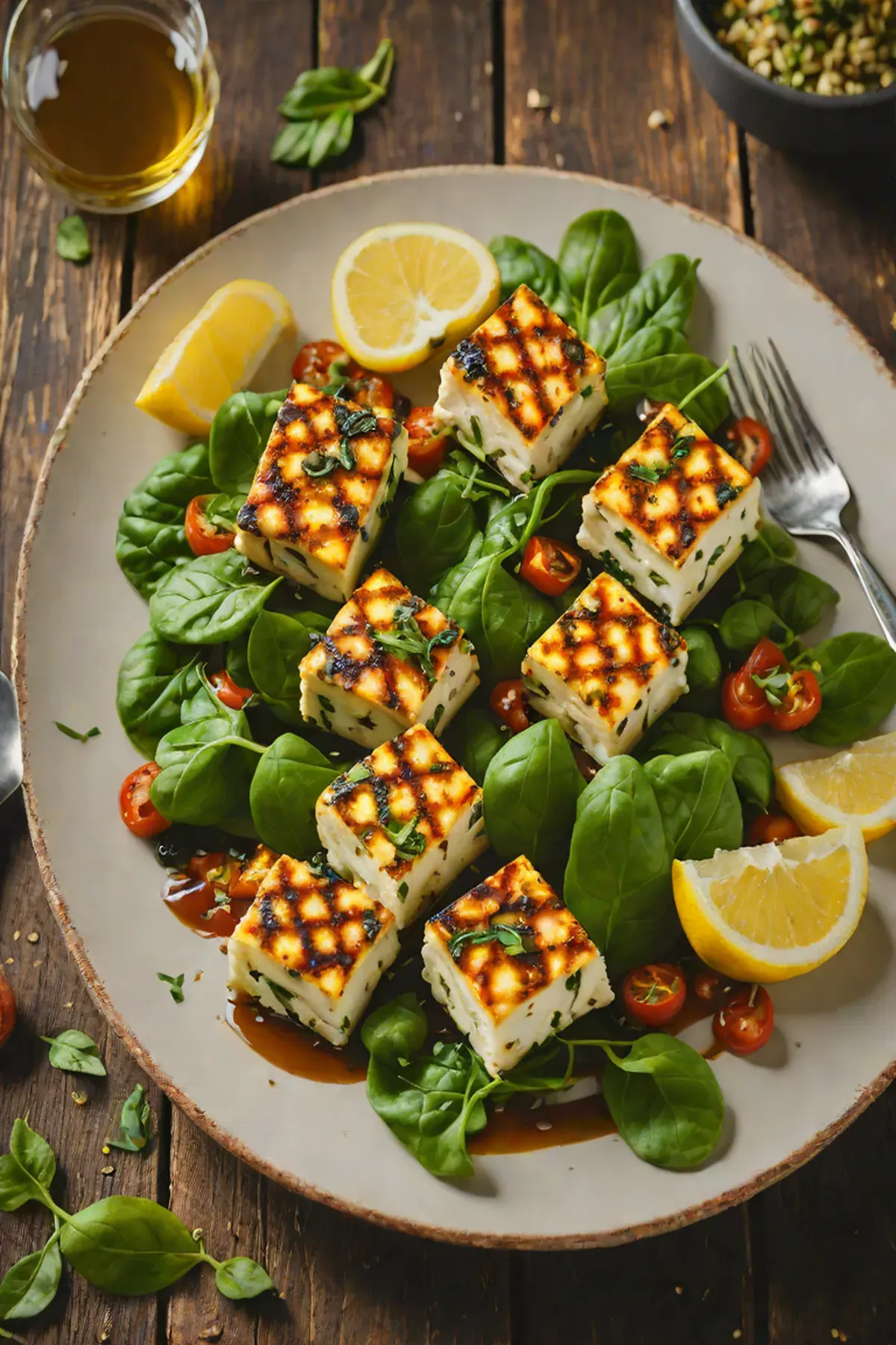Grilled Paneer with Spinach