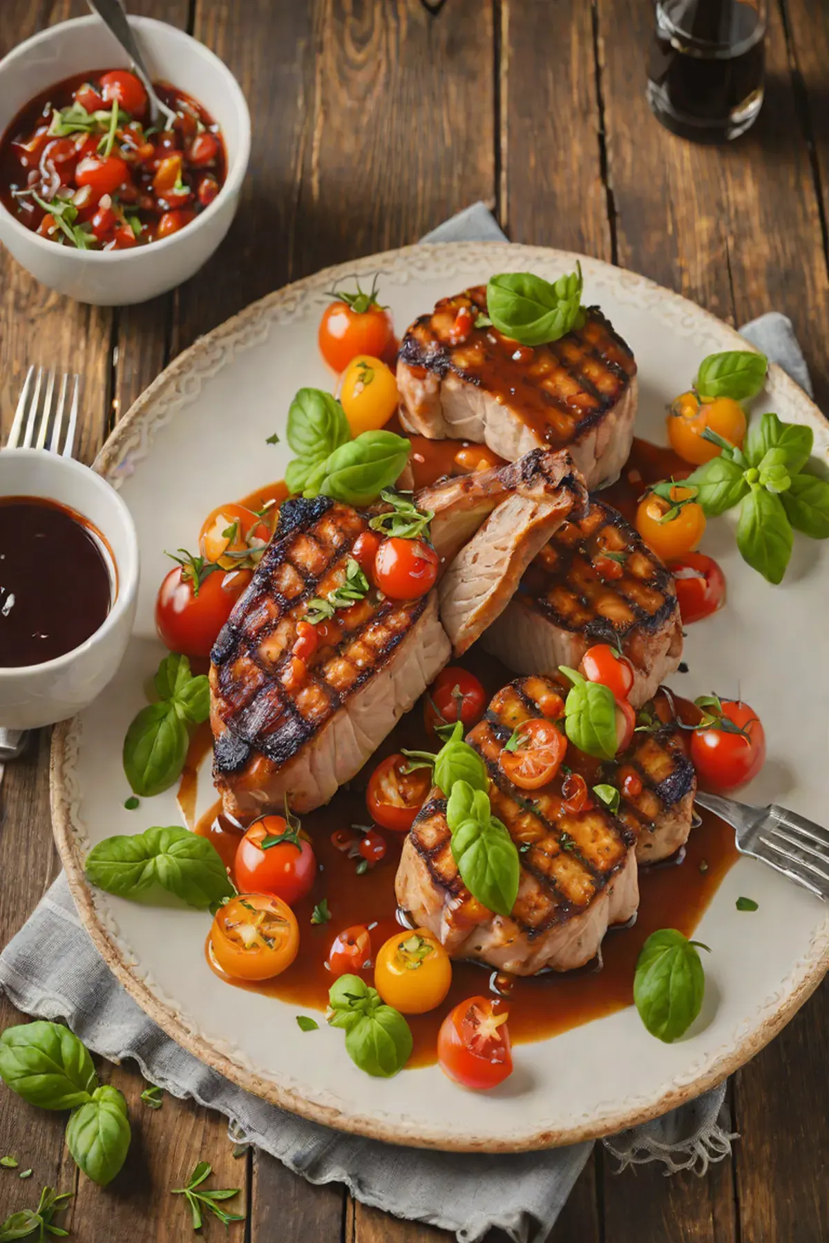 Grilled Pork Chops with Fresh Tomato Compote