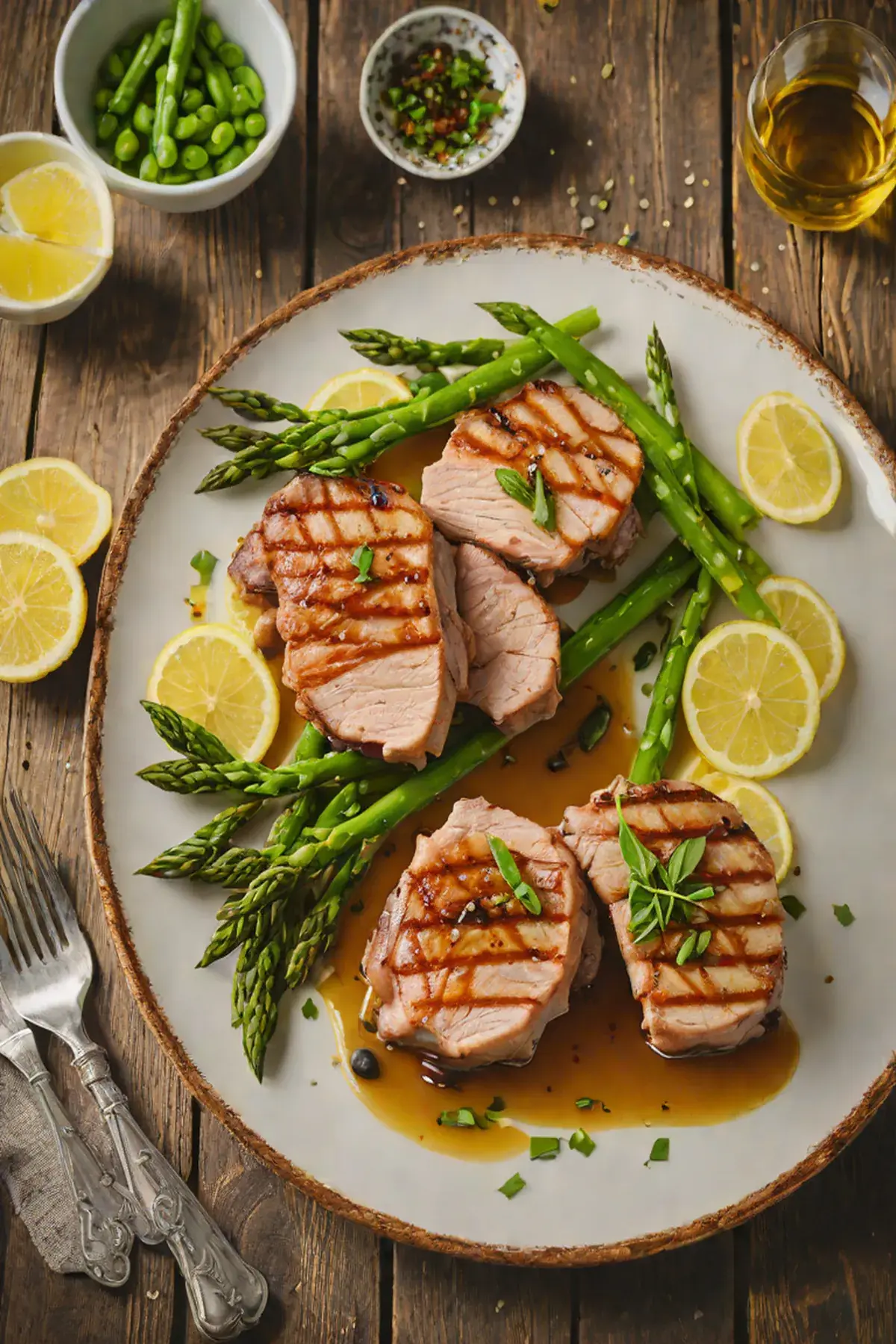Grilled Pork with Asparagus