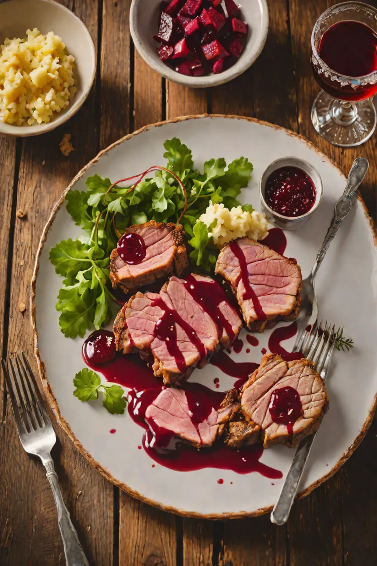 Grilled Pork with Beetroot and Horseradish Glaze