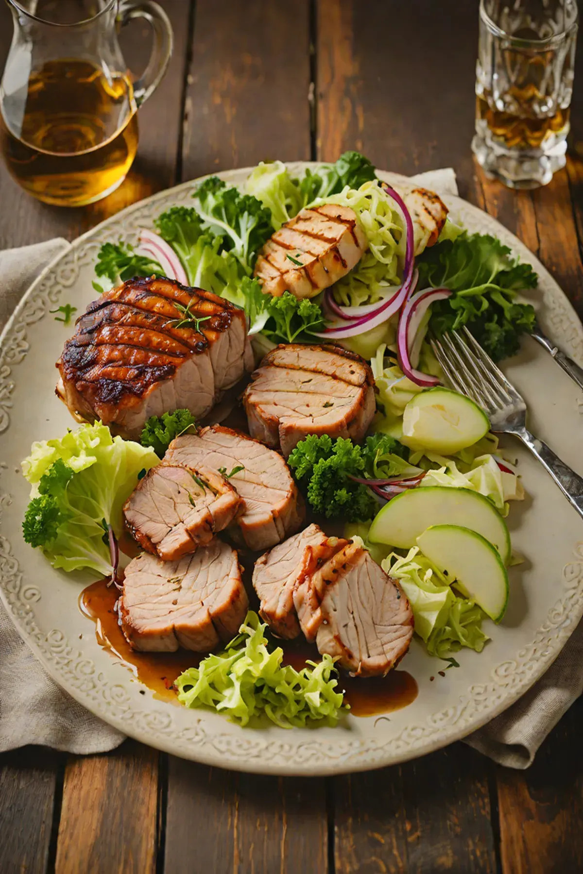 Grilled Pork with Cabbage