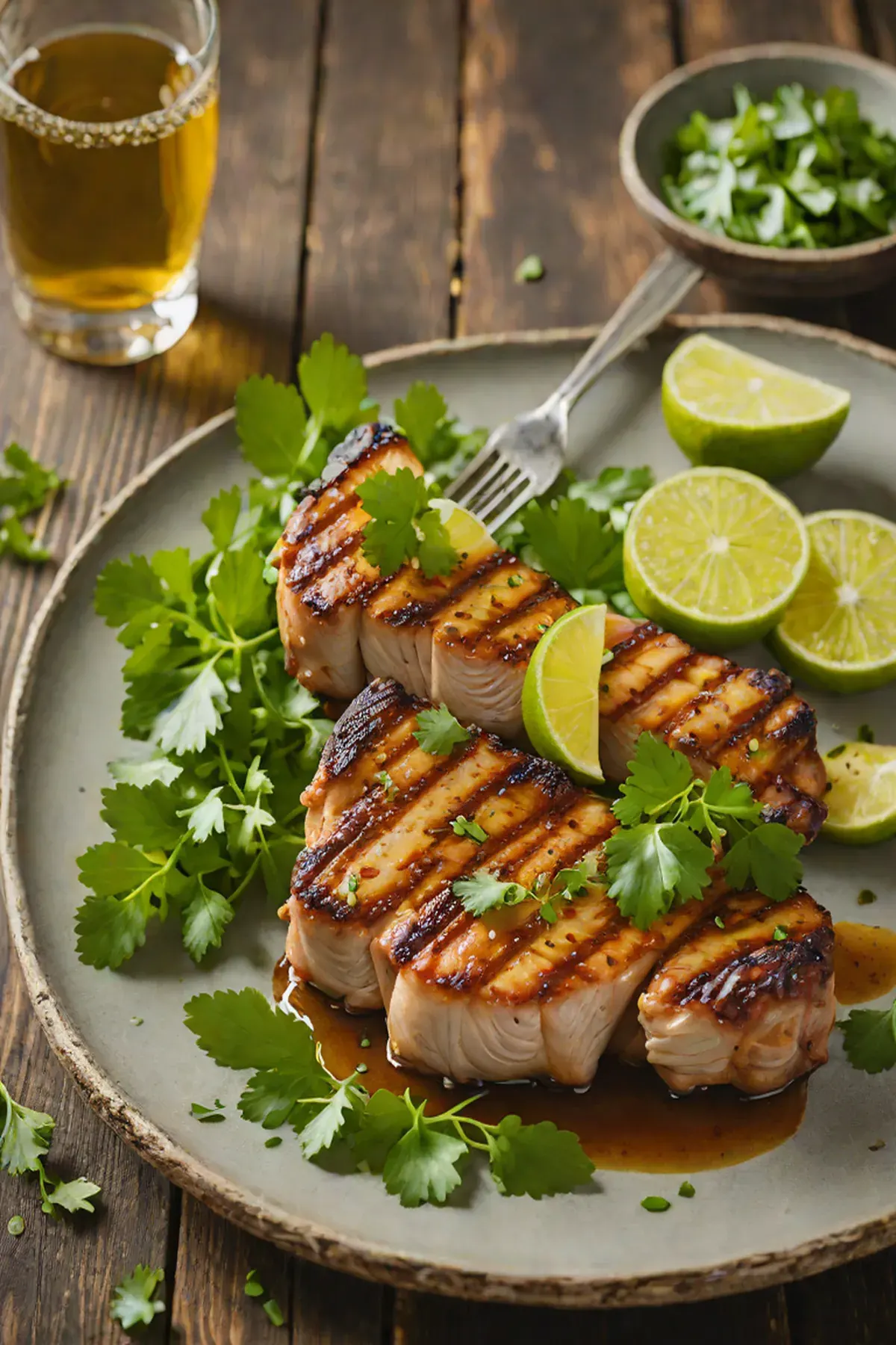 Grilled Pork with Cassava Root and Cilantro-Lime Glaze