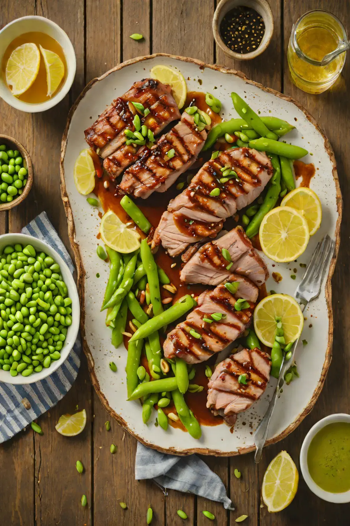 Grilled Pork with Edamame
