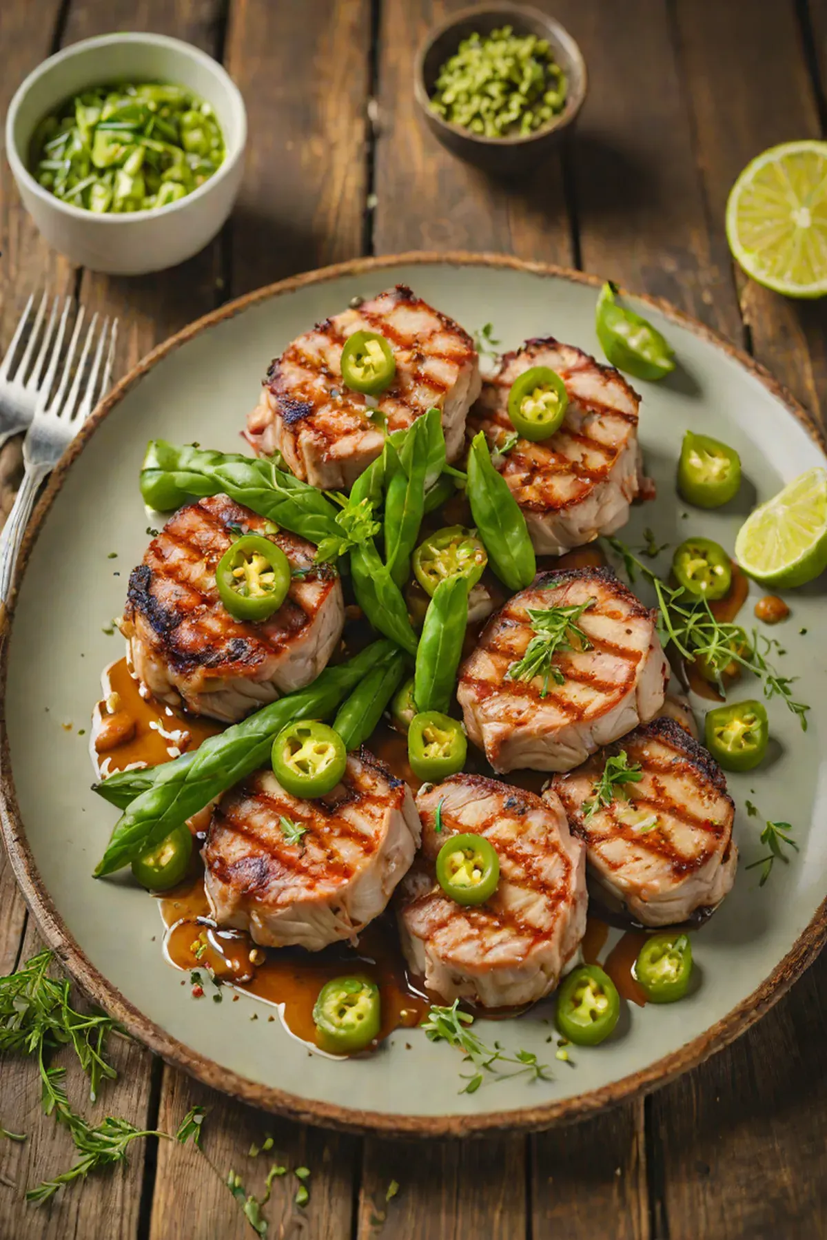 Grilled Pork with Okra