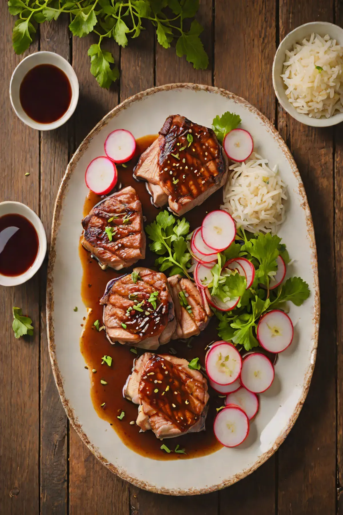 Grilled Pork with Radish and Ginger Glaze