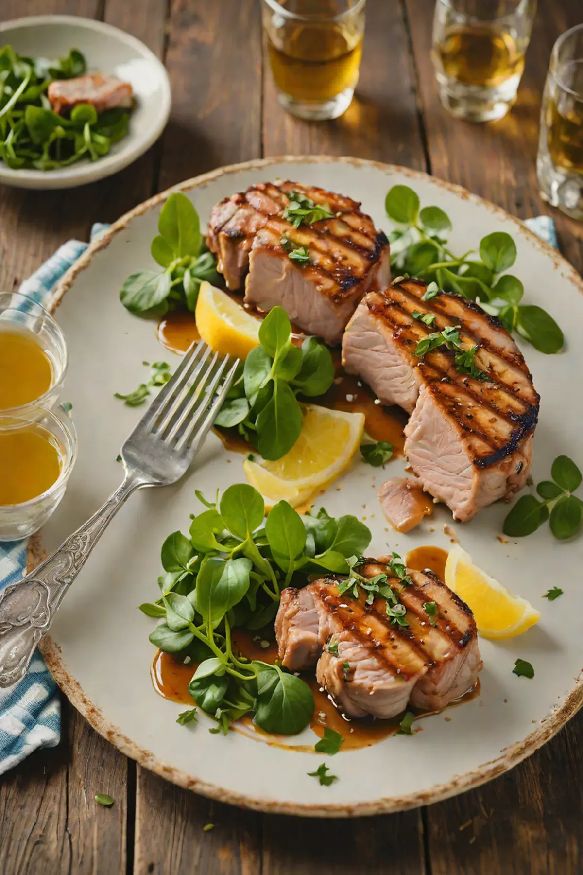 Grilled Pork with Watercress