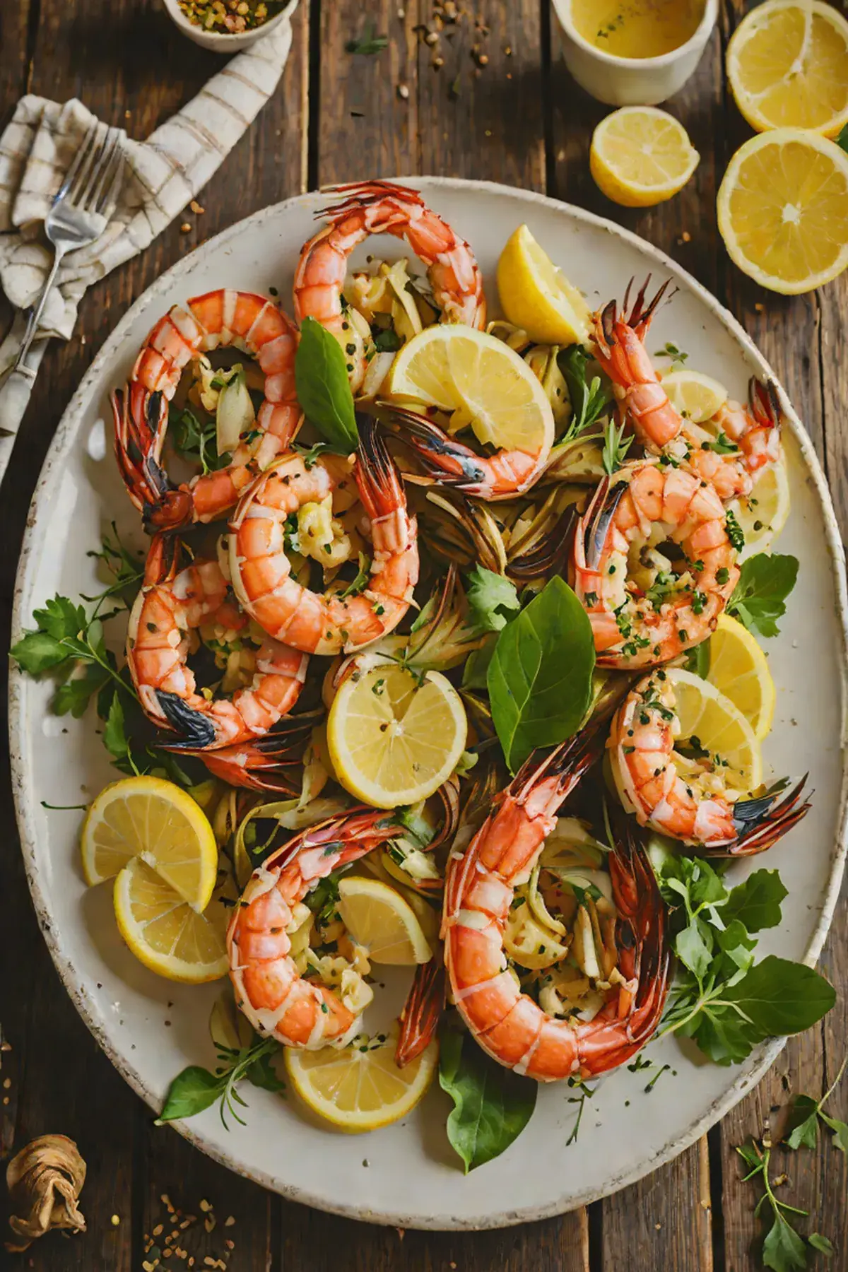 Grilled Prawns with Artichoke and Lemon Butter