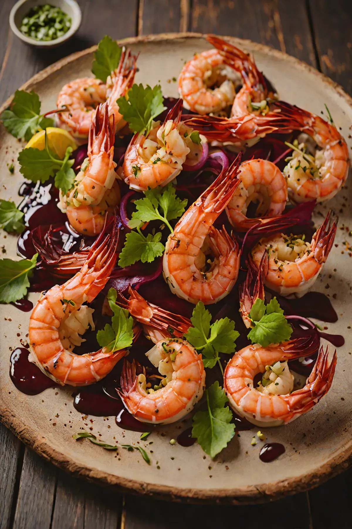 Grilled Prawns with Beetroot