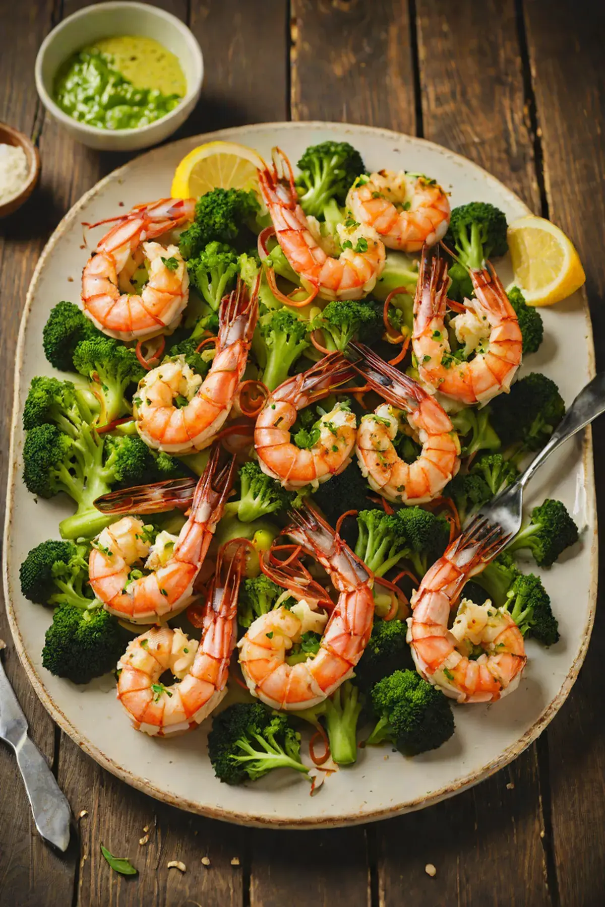 Grilled Prawns with Broccoli