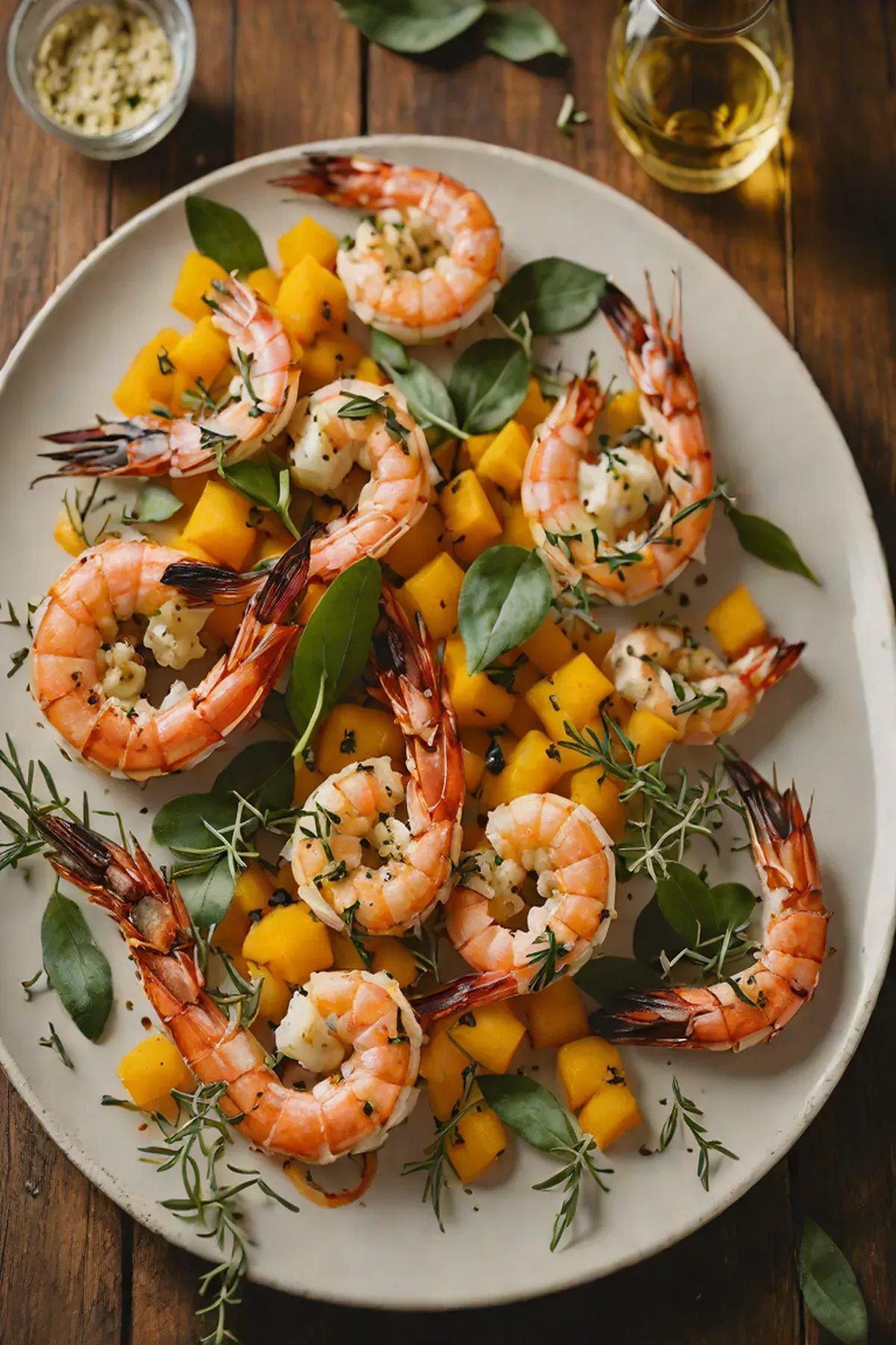 Grilled Prawns with Butternut Squash and Sage Brown Butter