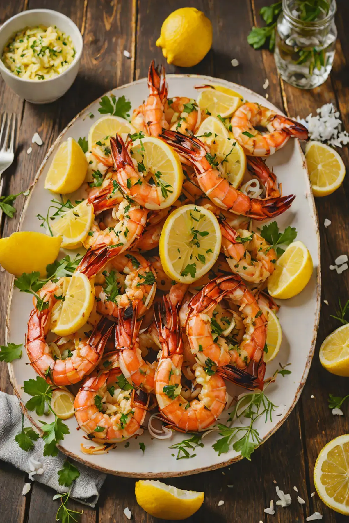 Grilled Prawns with Caramelized Onion and Garlic Butter