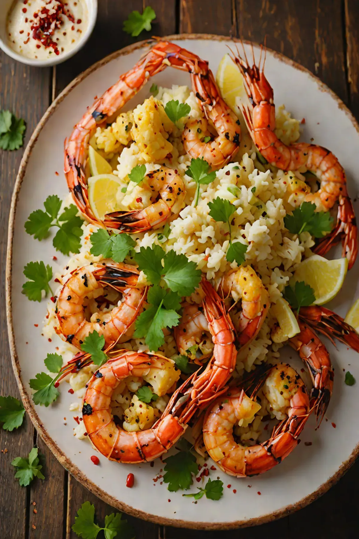 Grilled Prawns with Cauliflower