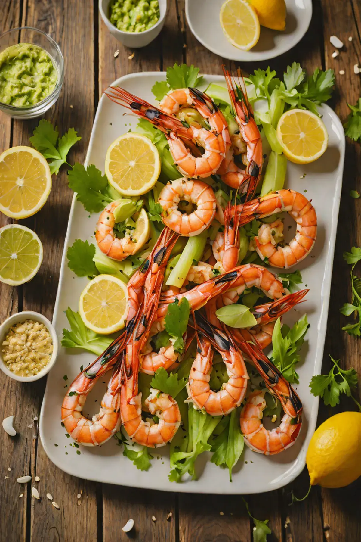 Grilled Prawns with Celery
