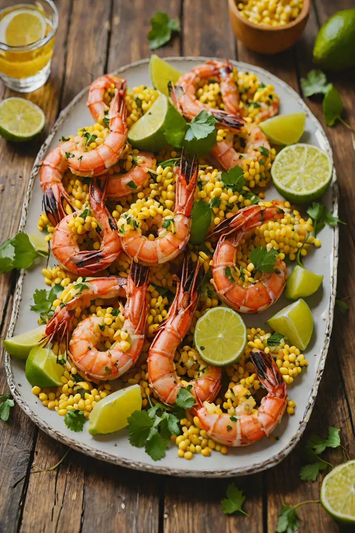 Grilled Prawns with Corn and Charred Lime Butter