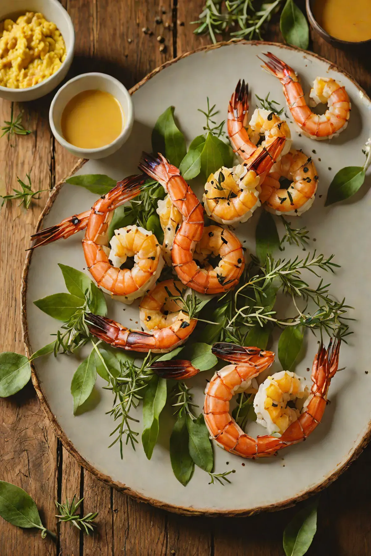 Grilled Prawns with Pumpkin Puree and Sage Brown Butter