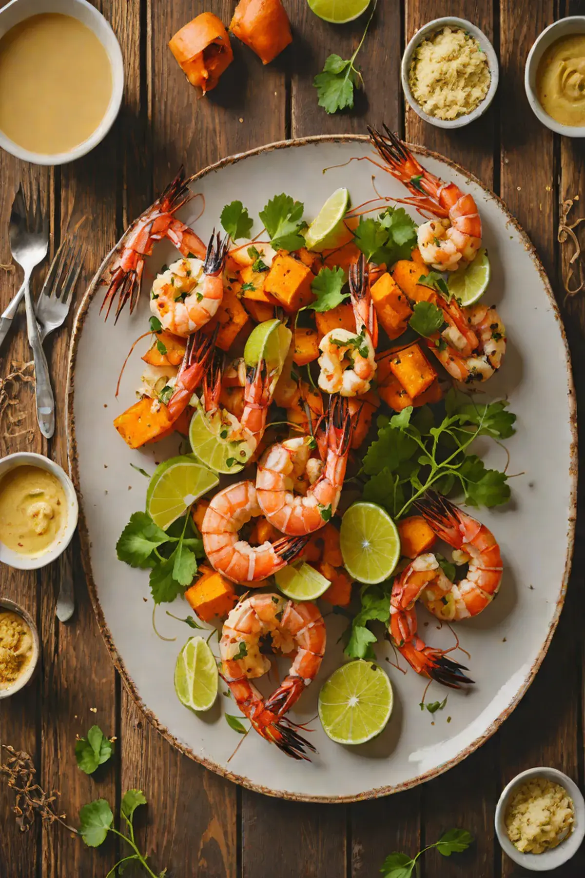 Grilled Prawns with Sweet Potato and Miso Butter