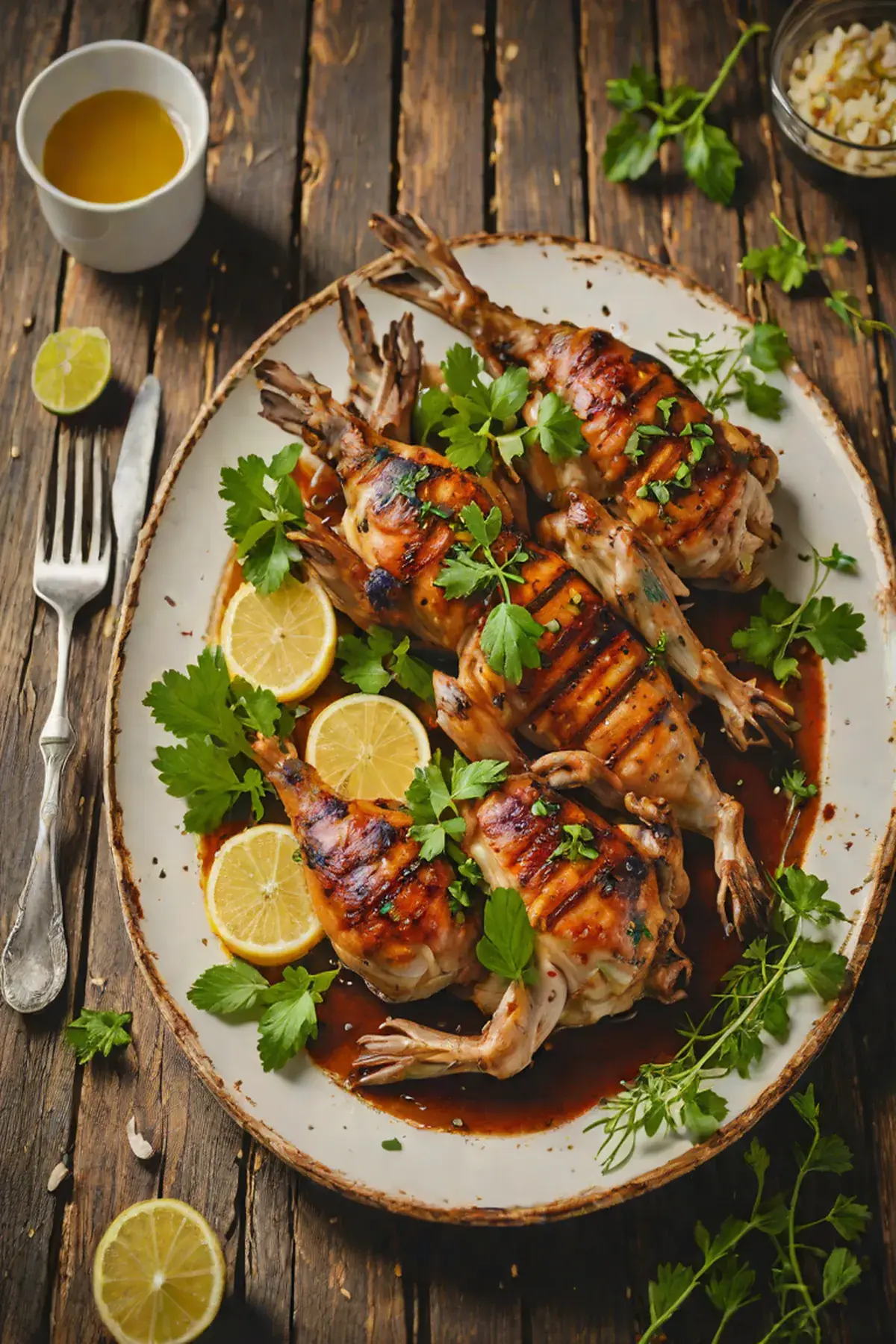 Grilled Rabbit with Cassava and Fresh Herbs