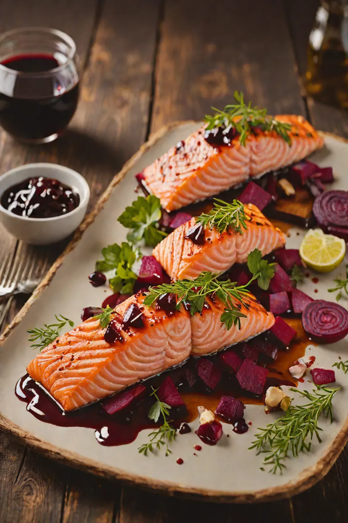 Grilled Salmon with Beetroot