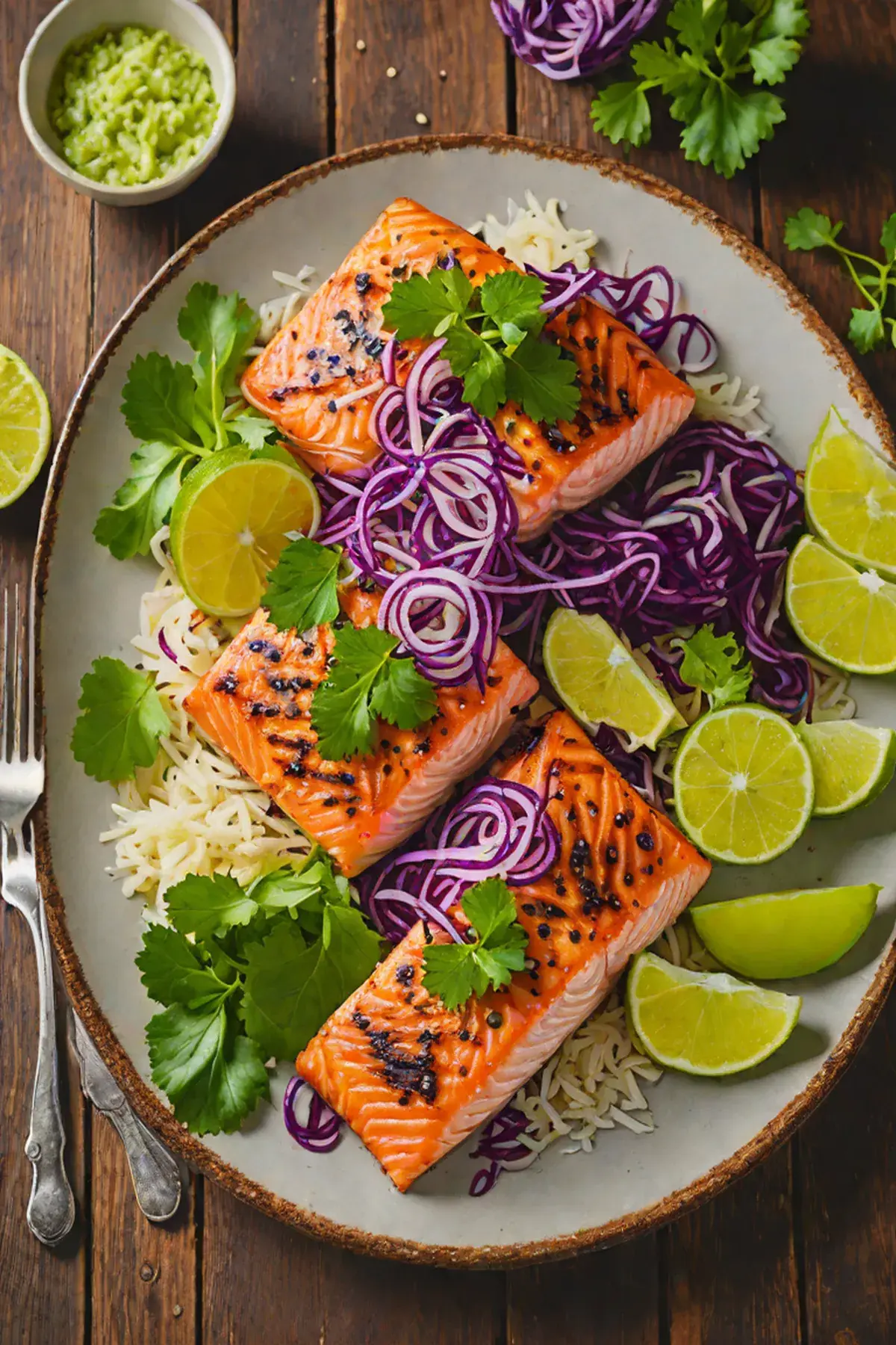 Grilled Salmon with Cabbage