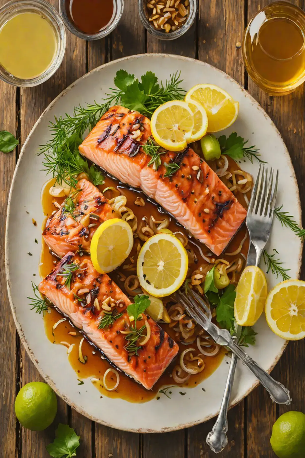 Grilled Salmon with Caramelized Onion and Citrus Glaze