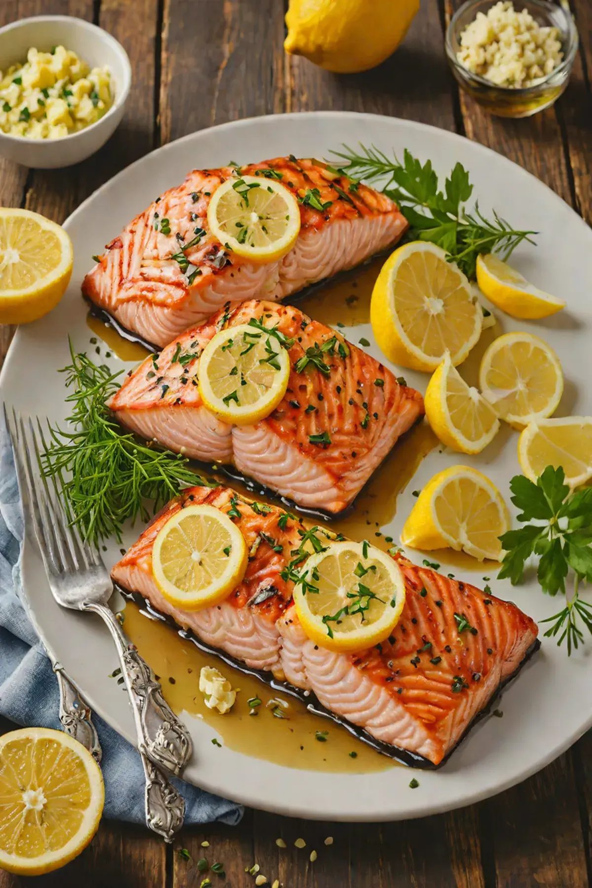 Grilled Salmon with Garlic and Lemon Butter