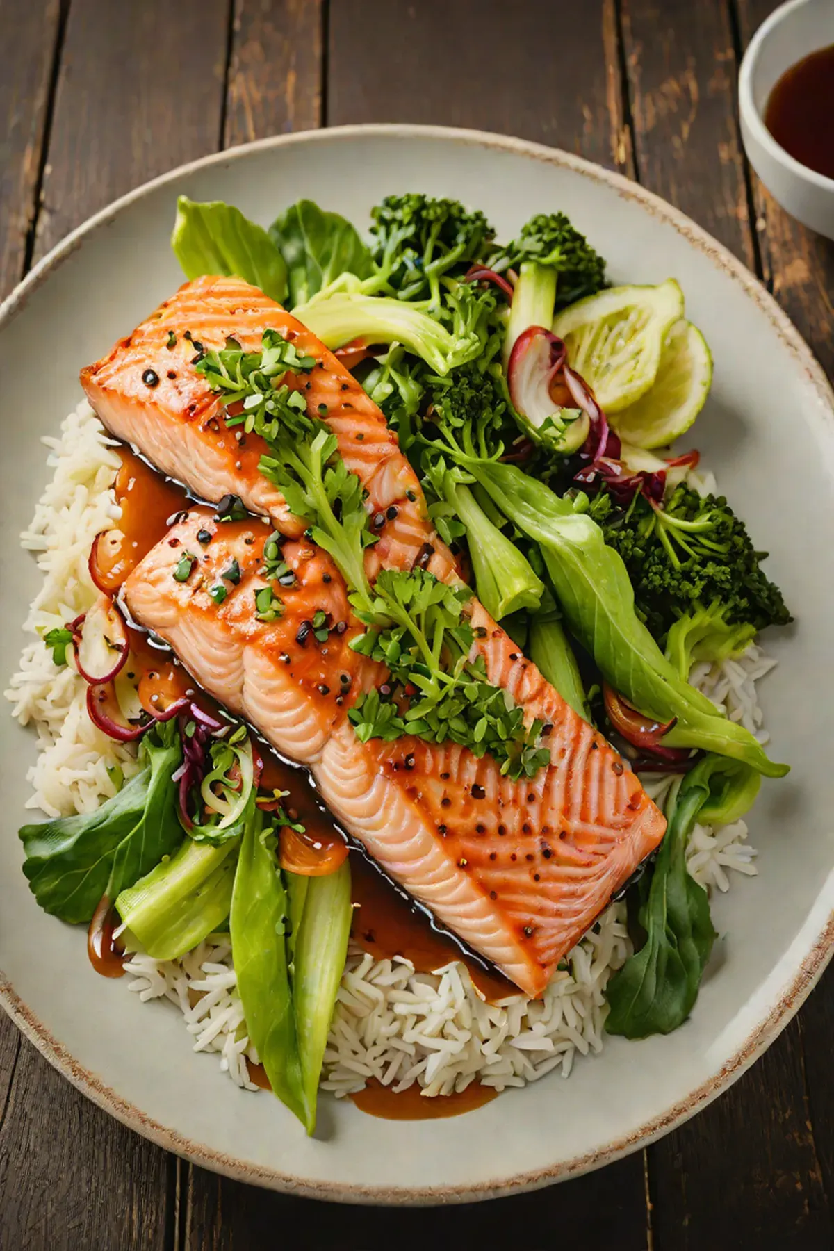 Grilled Salmon with Pak Choi