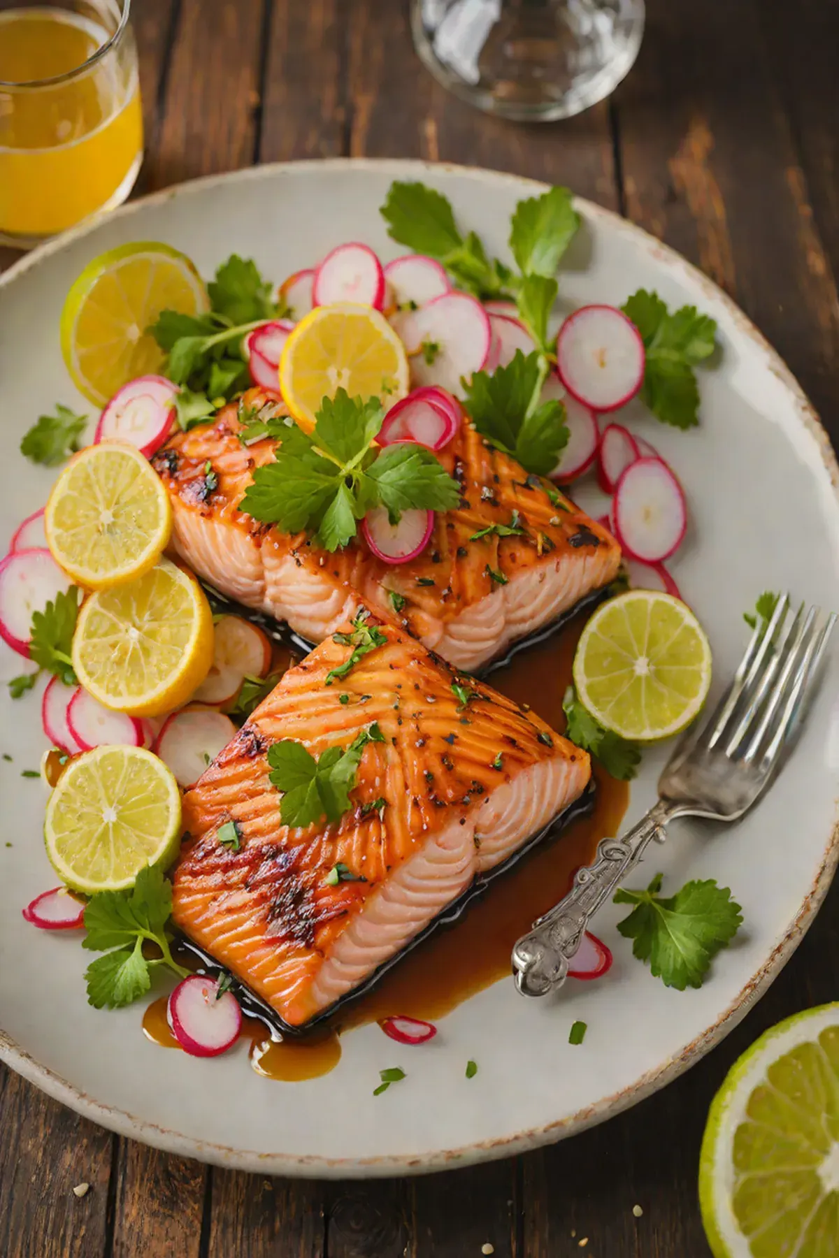 Grilled Salmon with Radish and Citrus Glaze
