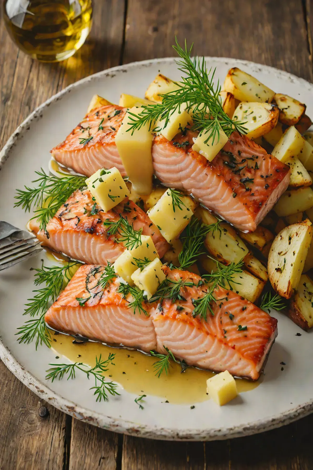 Grilled Salmon with Roasted Parsnip and Herb Butter