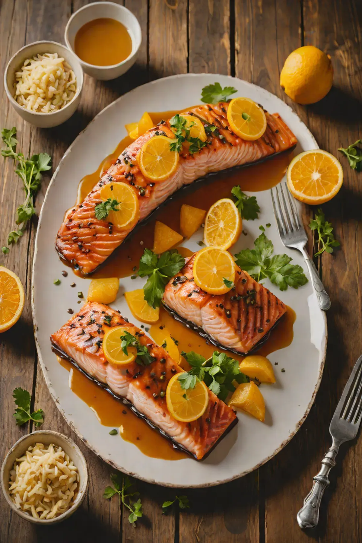 Grilled Salmon with Sweet Potato and Citrus Glaze