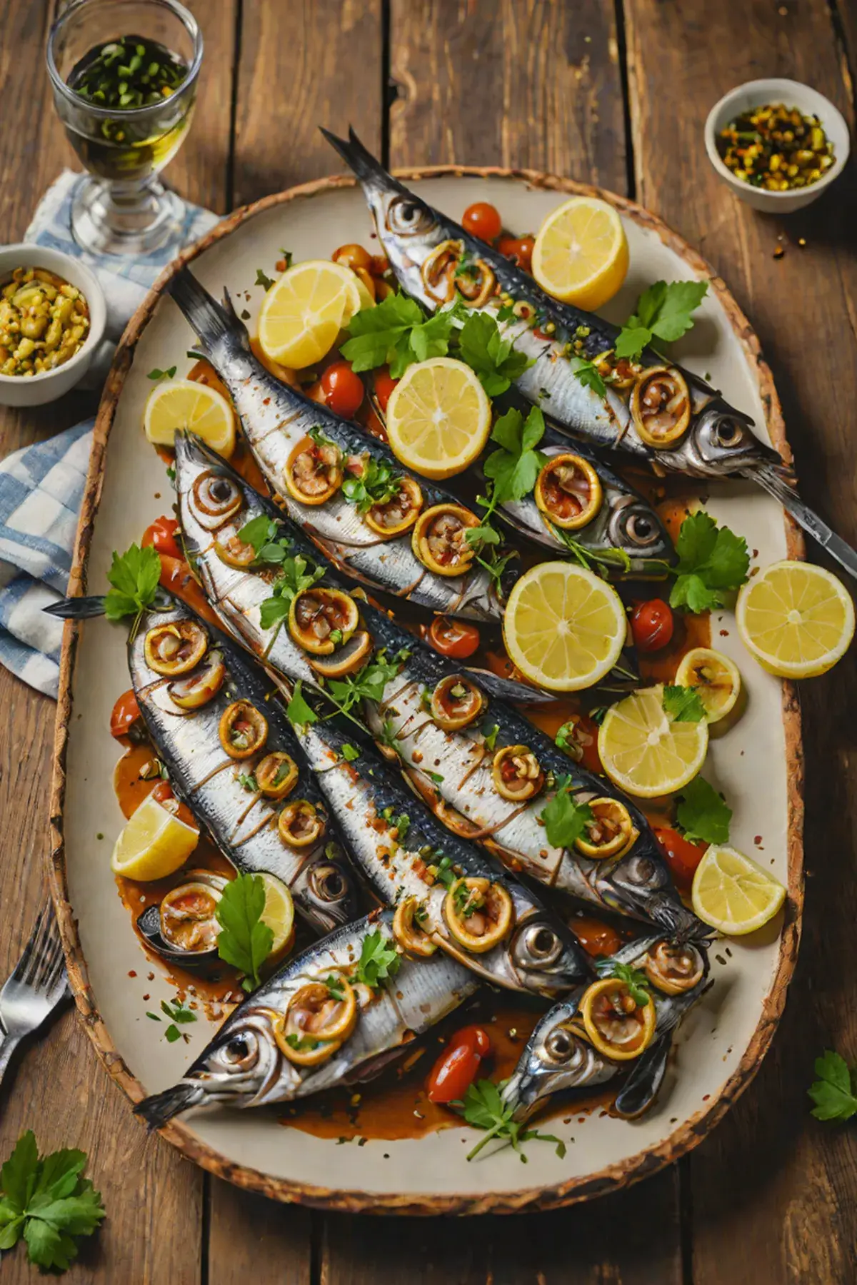 Grilled Sardines with Aubergine