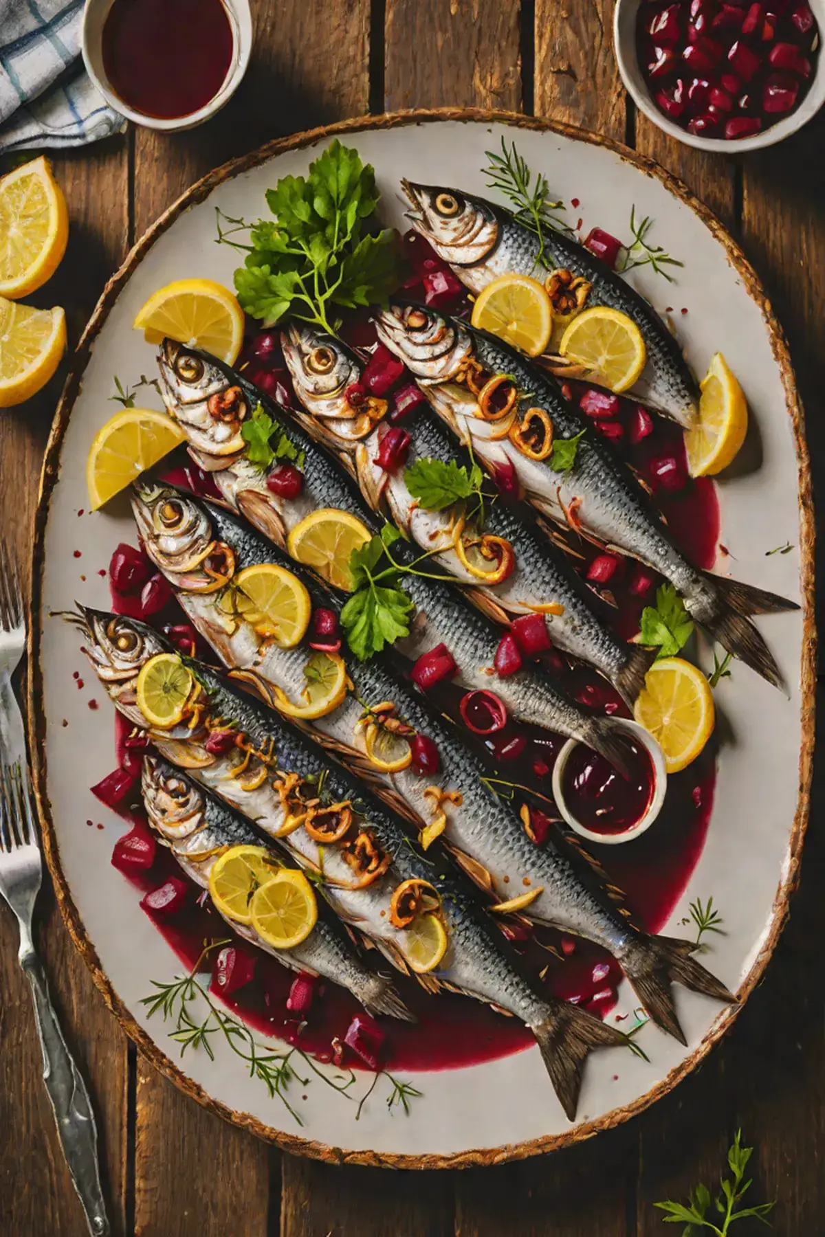 Grilled Sardines with Beetroot