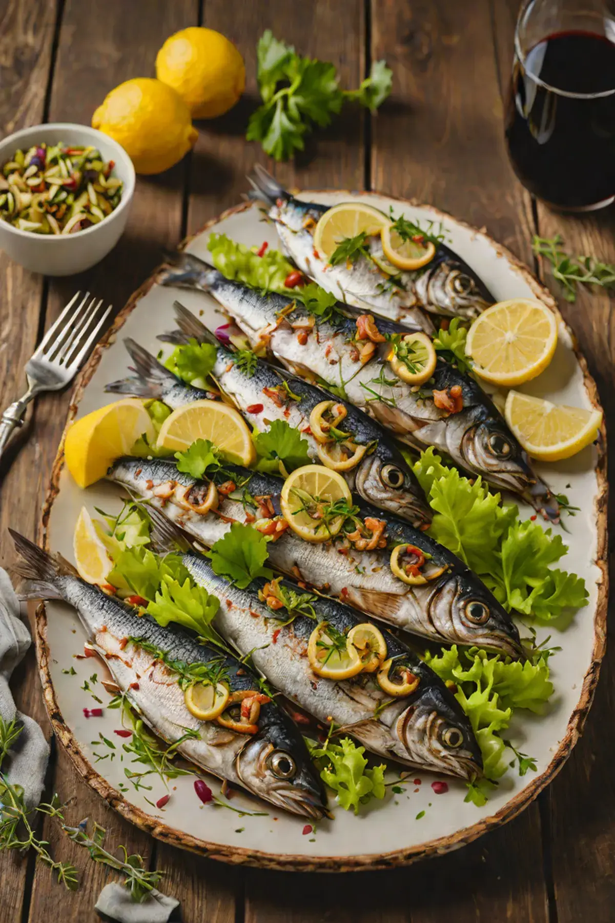 Grilled Sardines with Cabbage