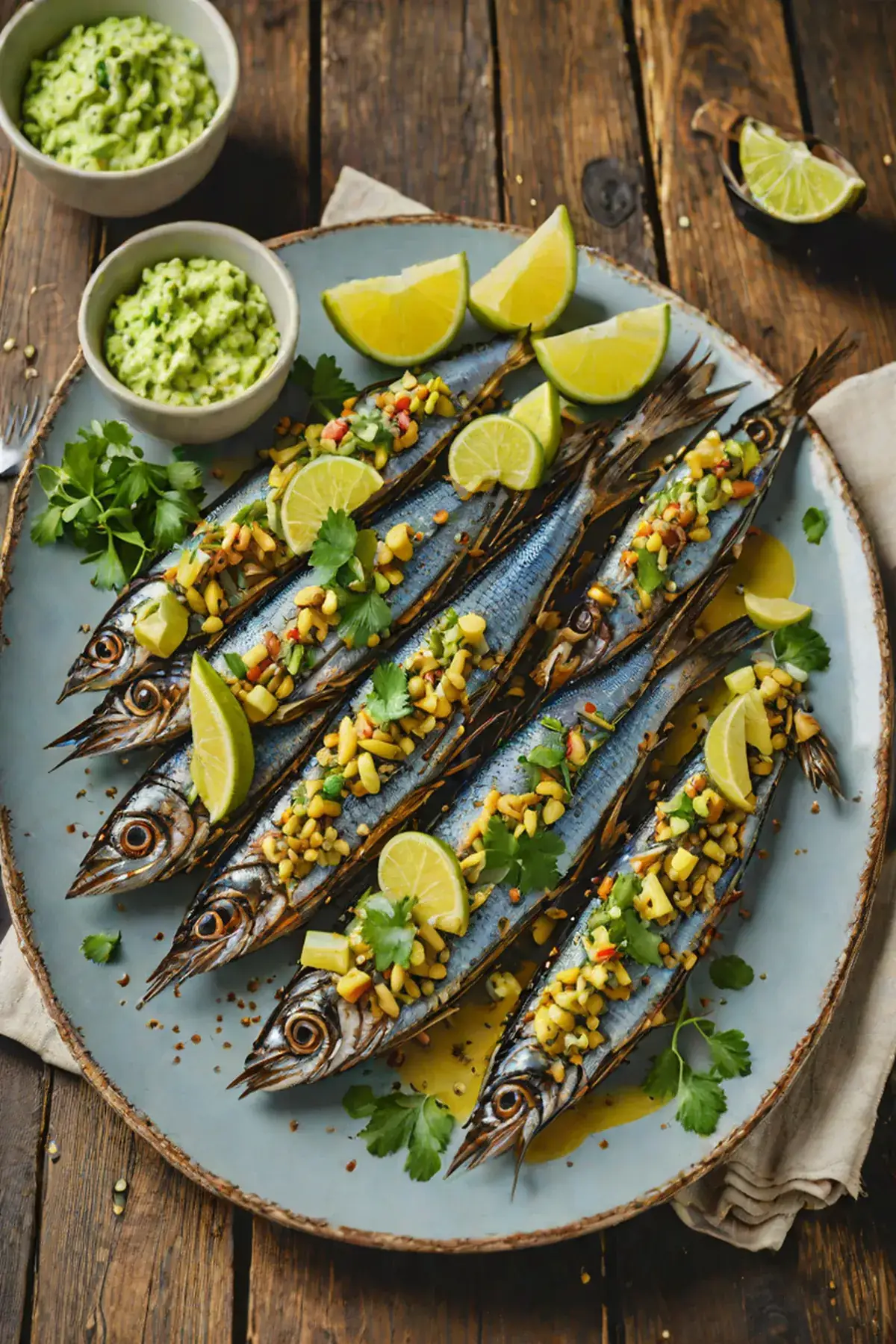 Grilled Sardines with Cassava and Cilantro-Lime Butter