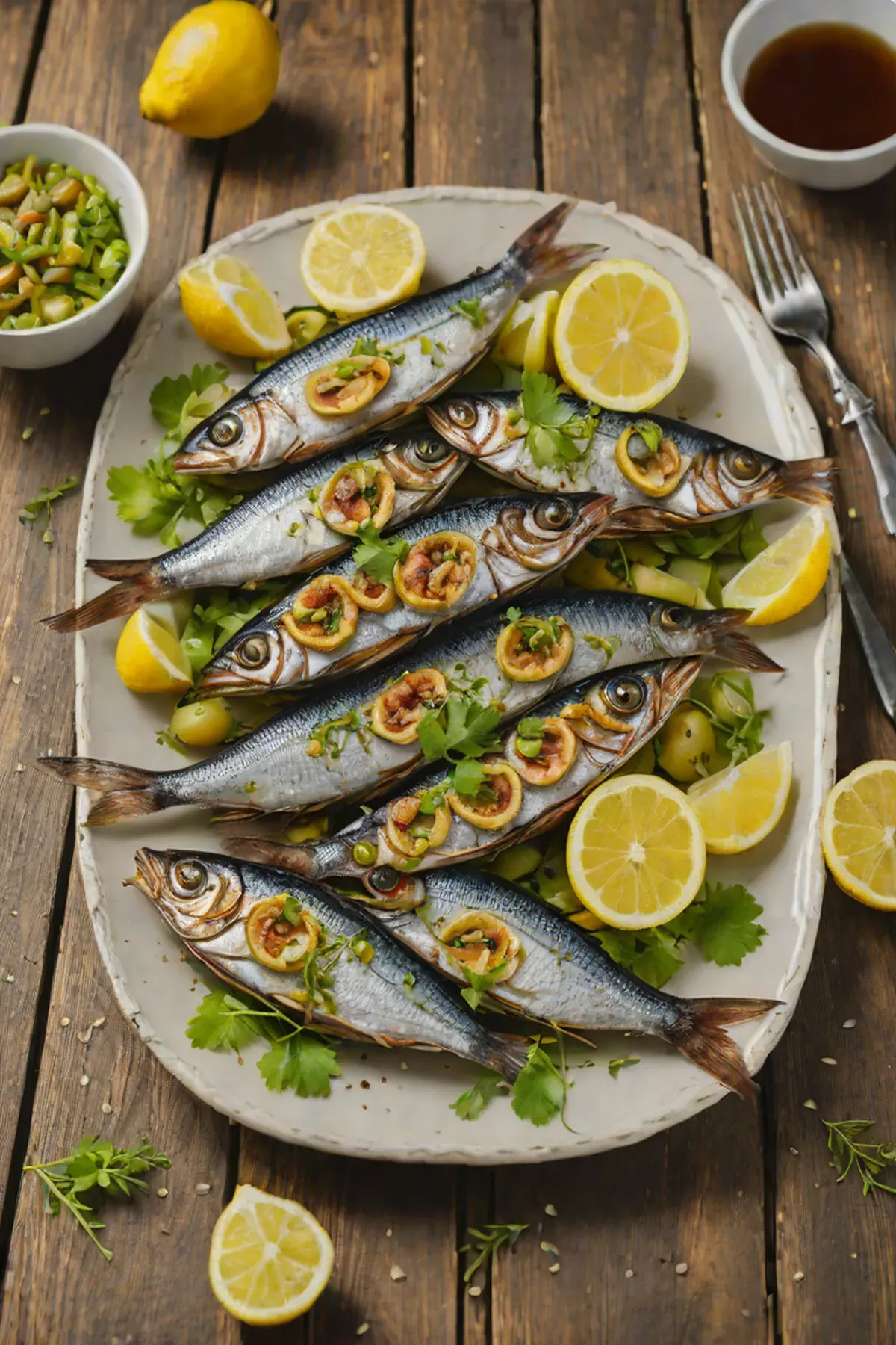 Grilled Sardines with Celery