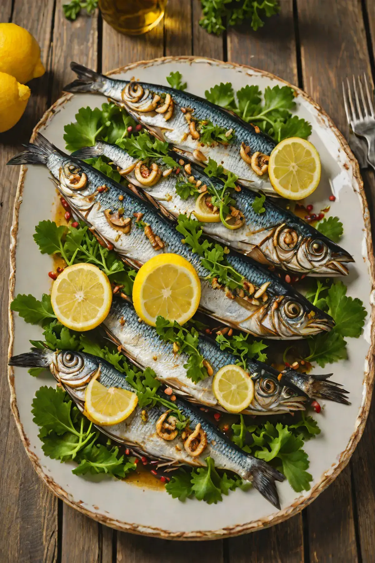 Grilled Sardines with Kale