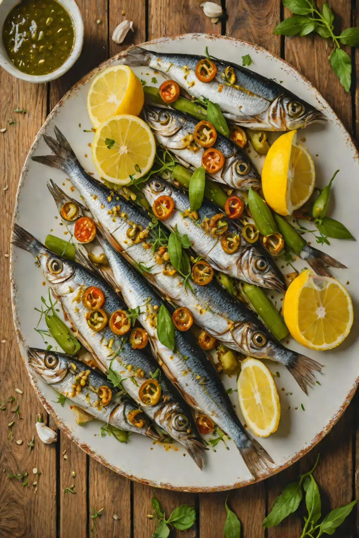 Grilled Sardines with Okra