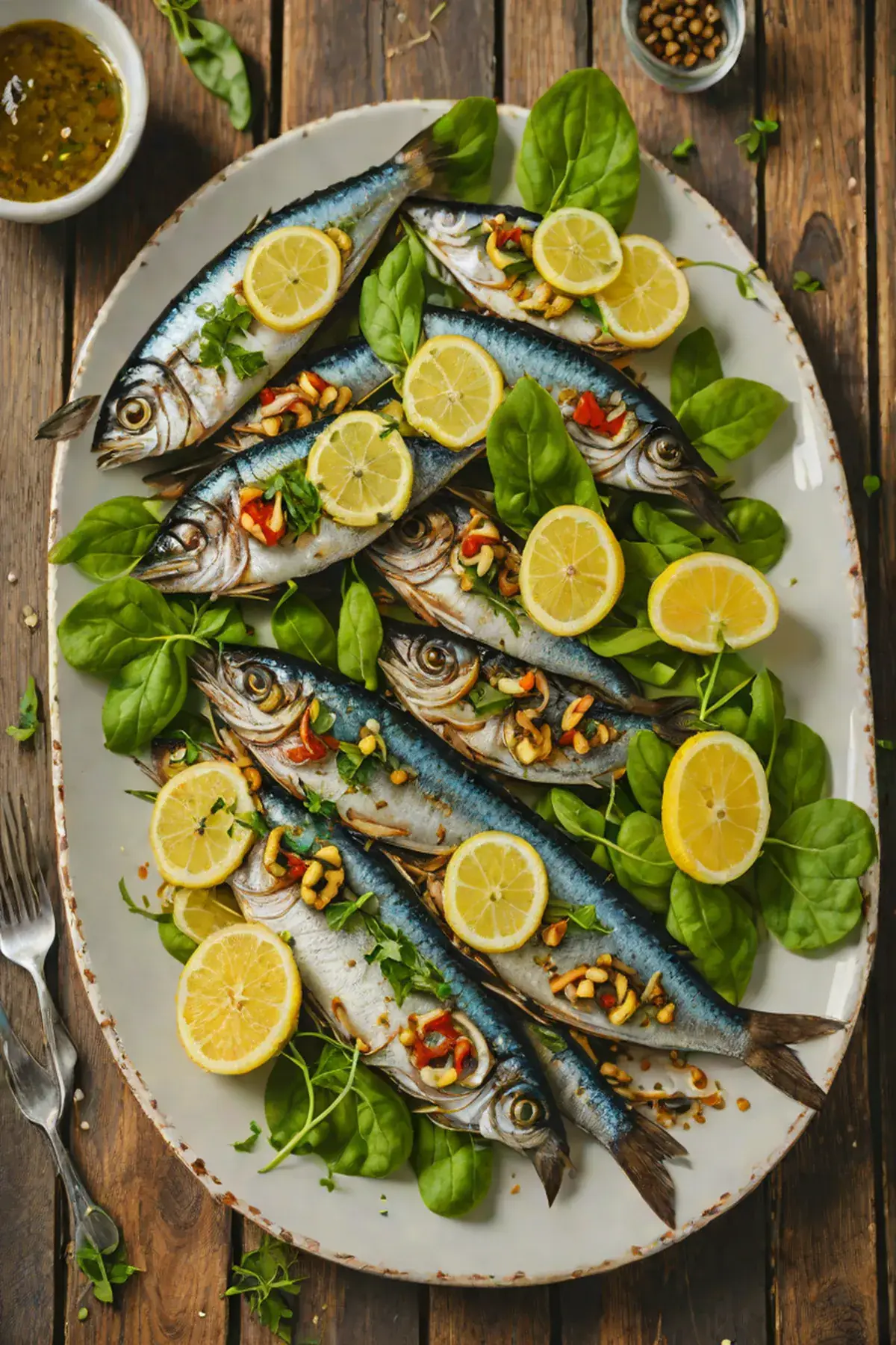 Grilled Sardines with Spinach