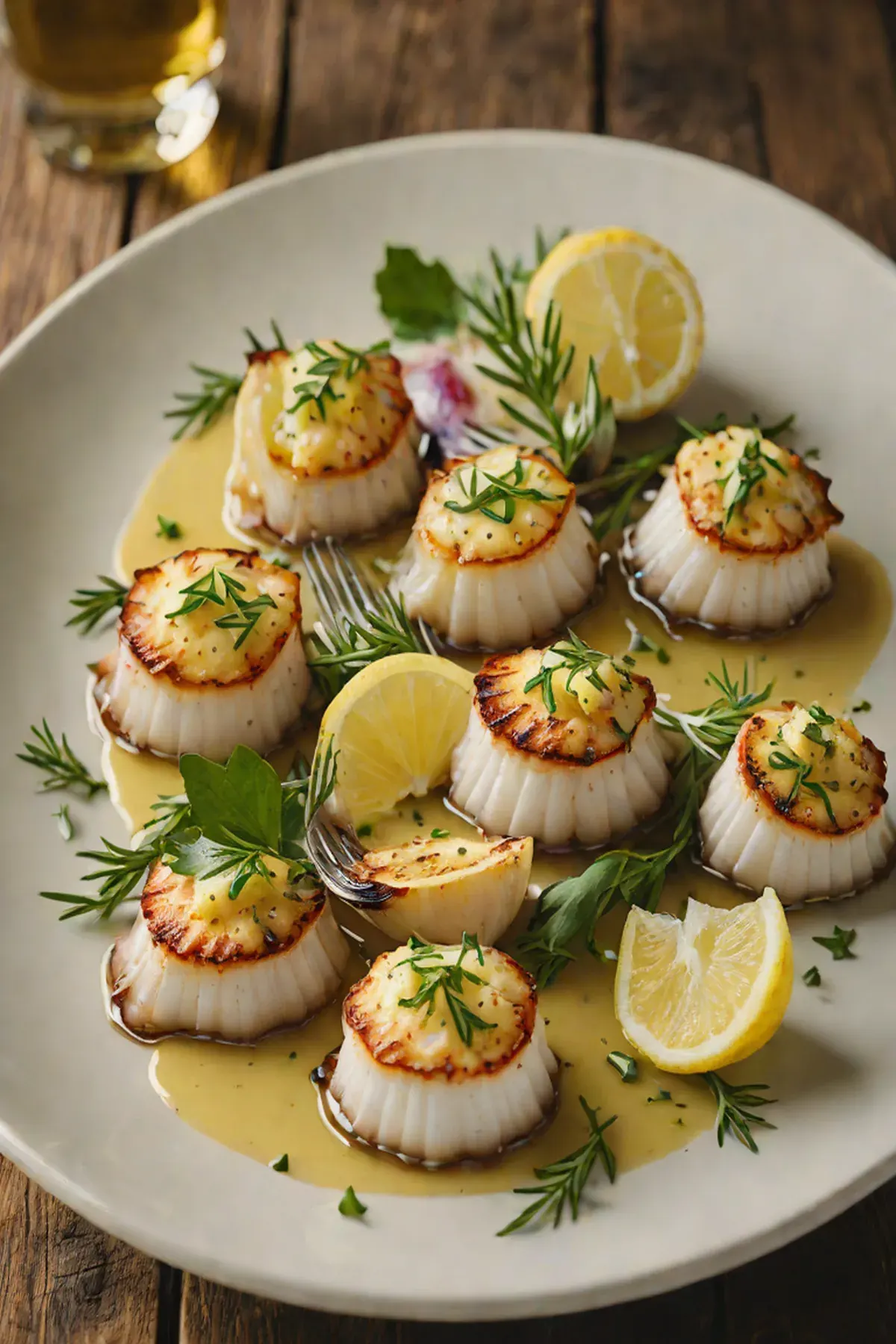 Grilled Scallops with Artichoke and Lemon Butter