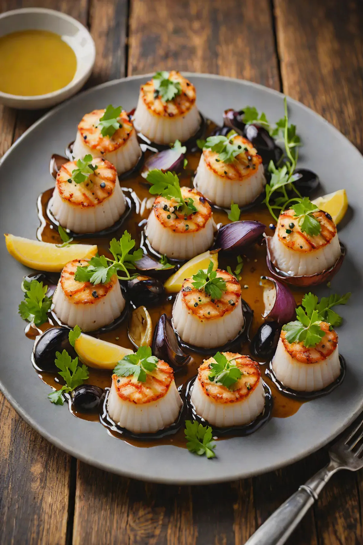 Grilled Scallops with Aubergine