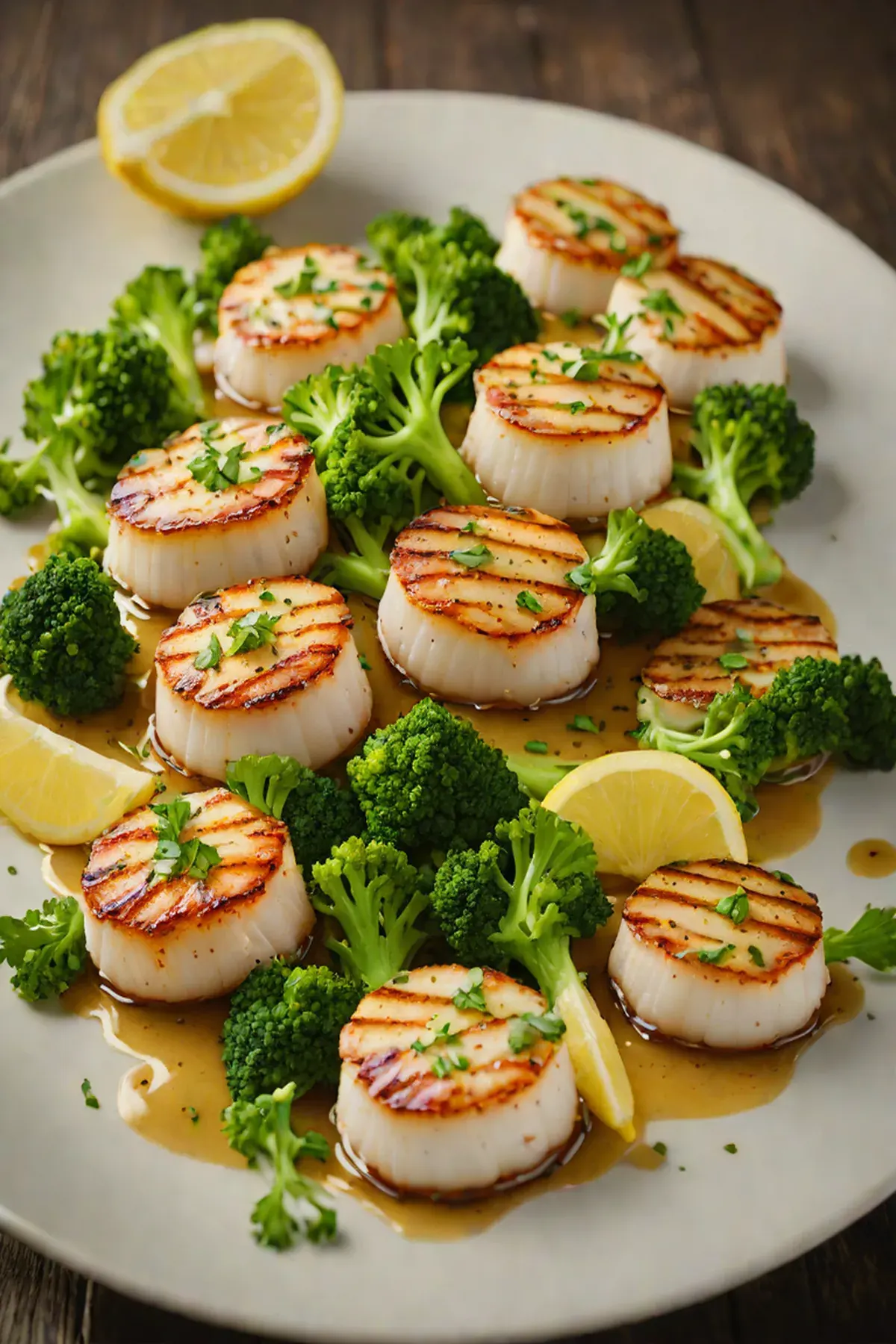 Grilled Scallops with Broccoli