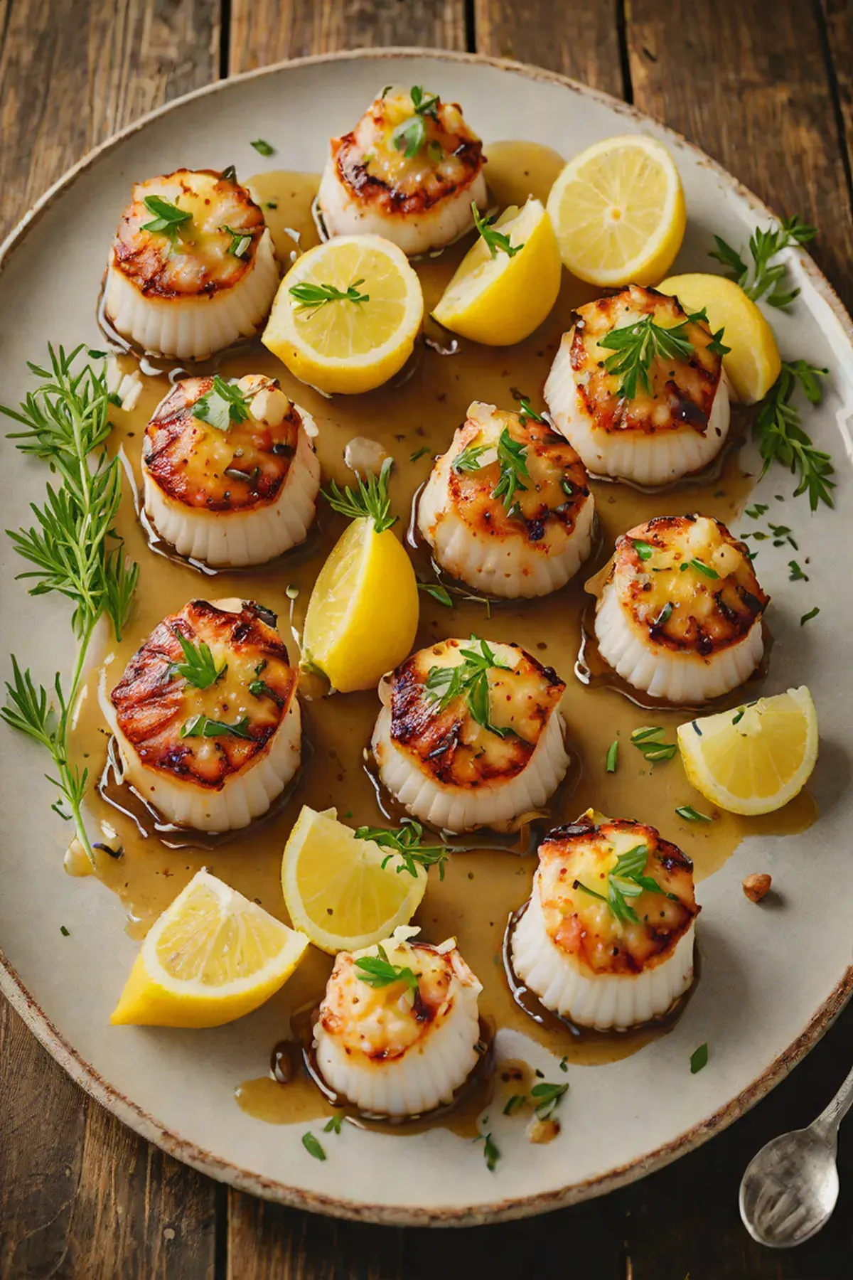 Grilled Scallops with Caramelized Onion and Lemon Butter