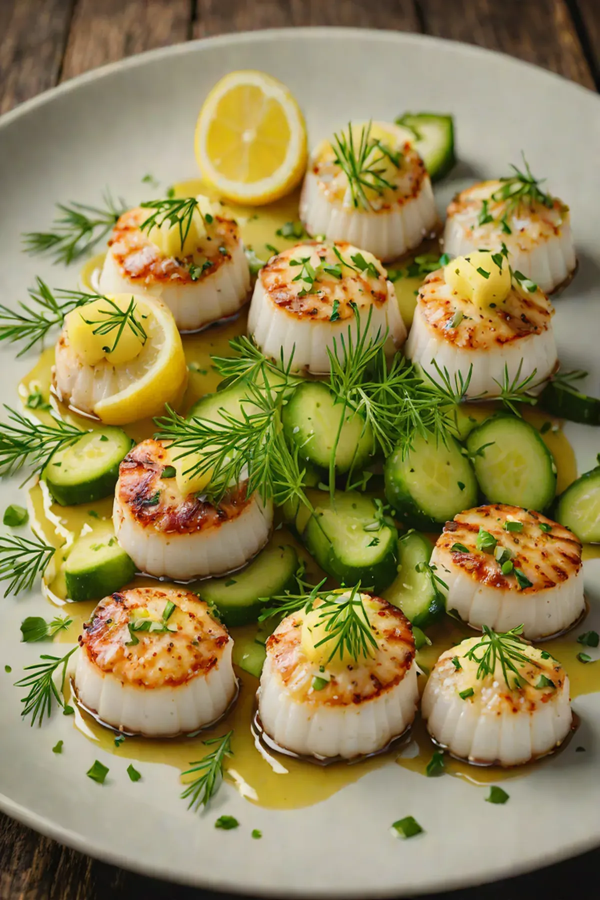 Grilled Scallops with Cucumber