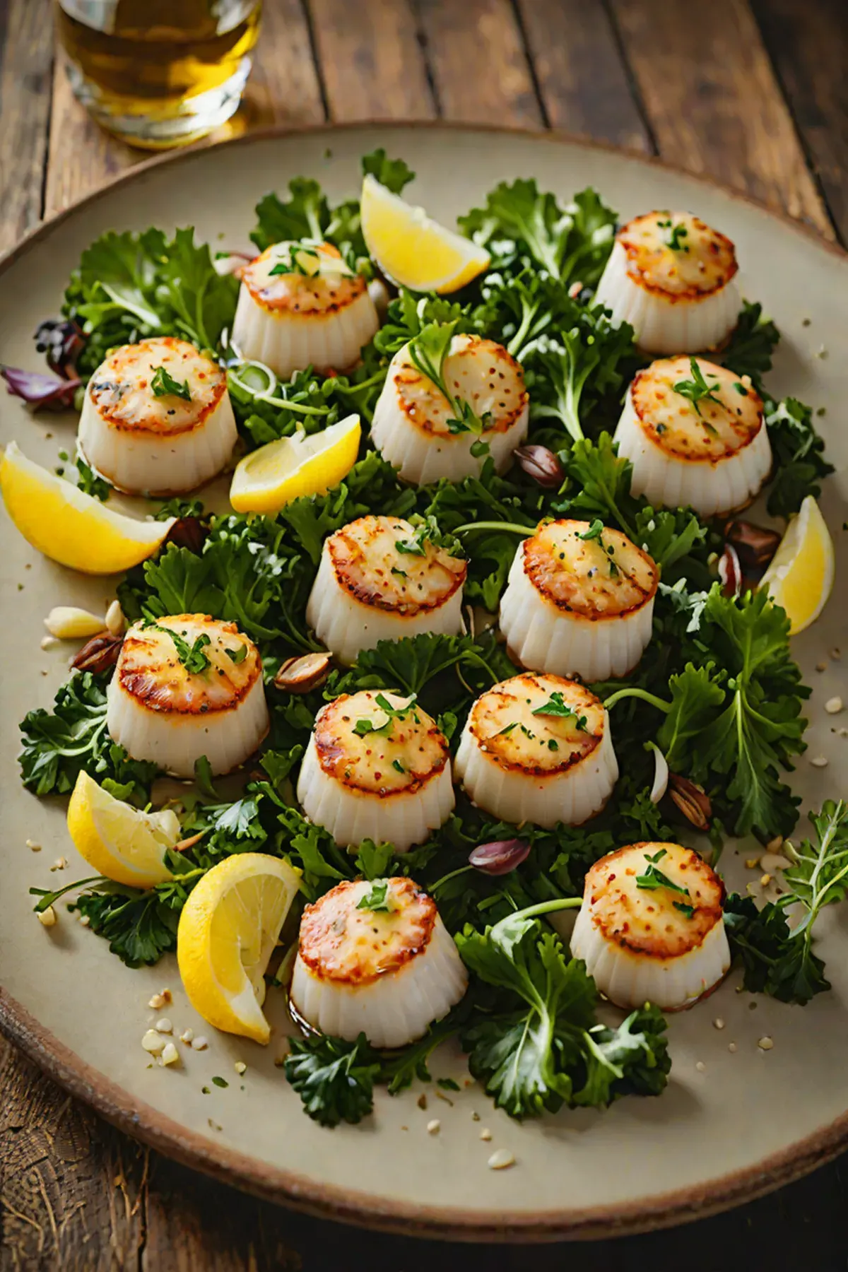 Grilled Scallops with Kale